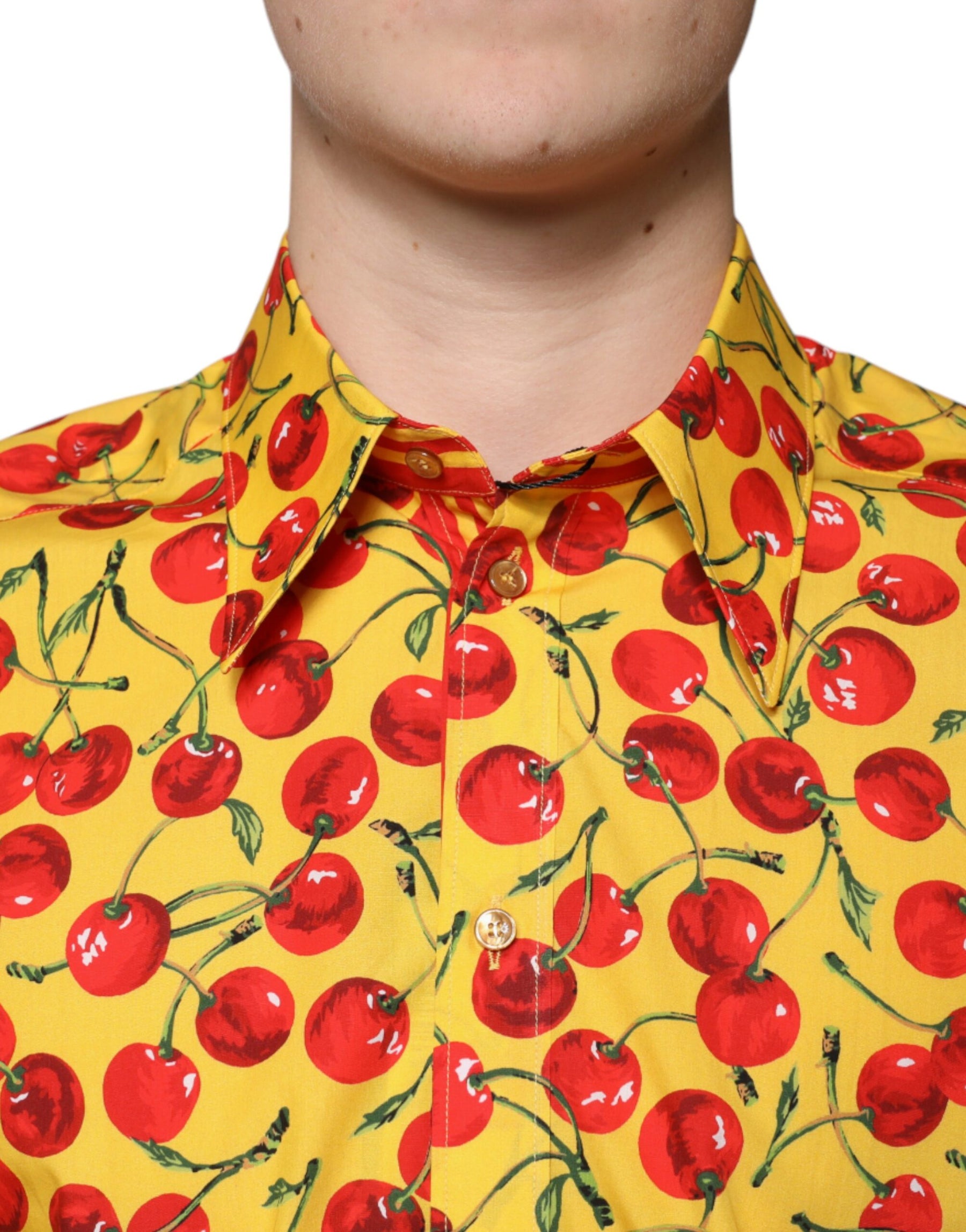 Dolce & Gabbana Yellow Cherry Cotton MARTINI Dress Shirt | Regal Royce