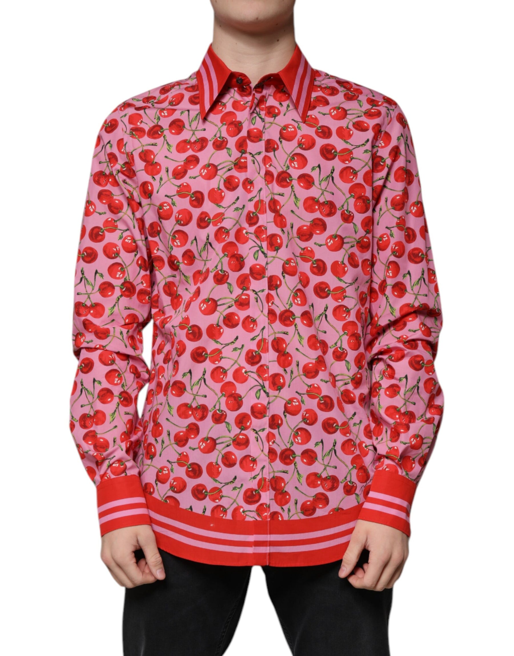 Dolce & Gabbana Pink Cherry Cotton Formal MARTINI Dress Shirt | Regal Royce
