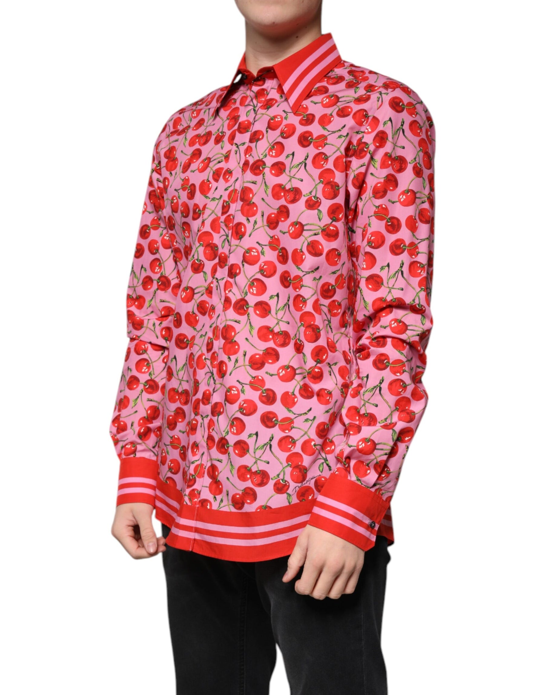 Dolce & Gabbana Pink Cherry Cotton Formal MARTINI Dress Shirt | Regal Royce