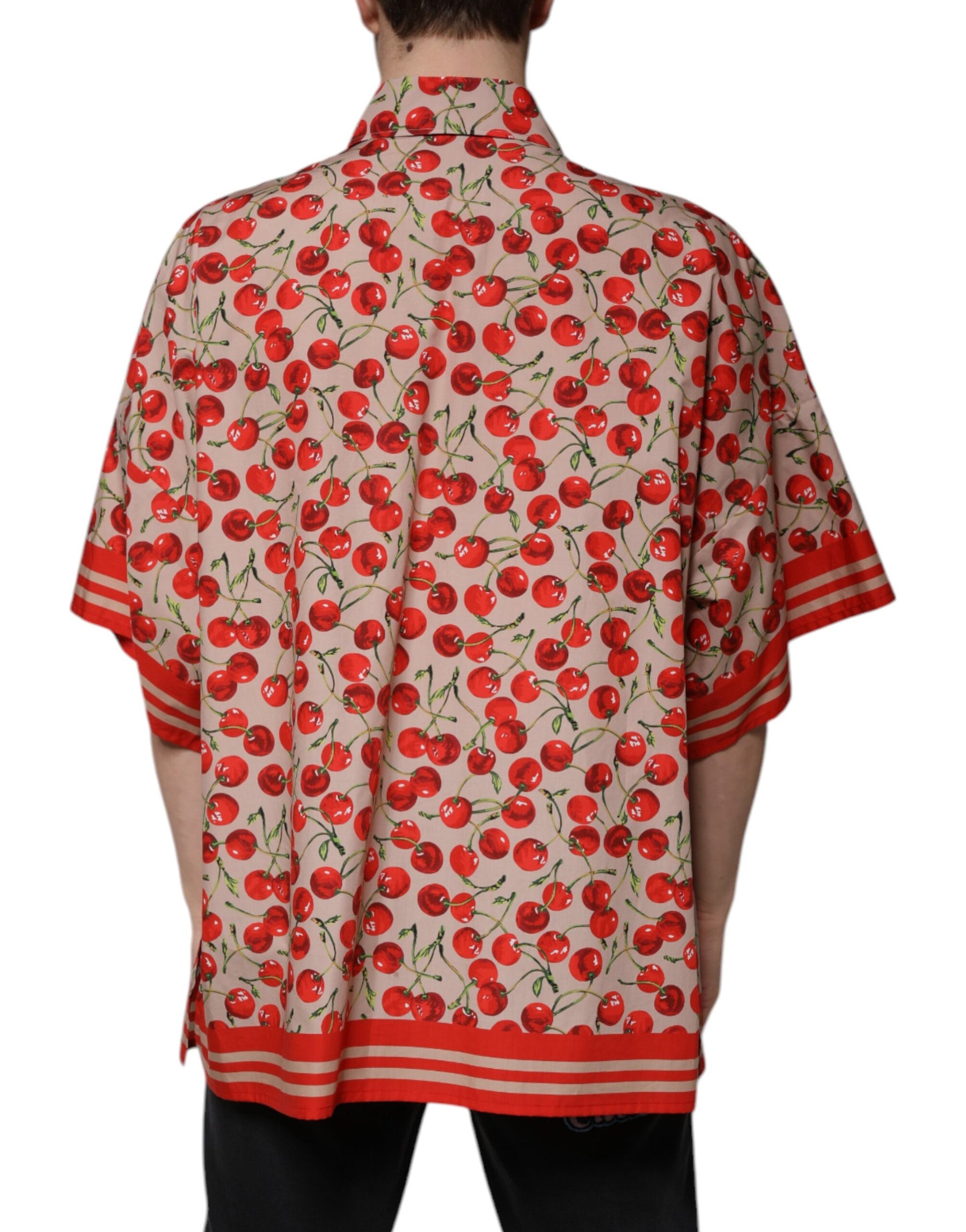 Dolce & Gabbana Beige Cherry Button Down Men Casual Shirt | Regal Royce