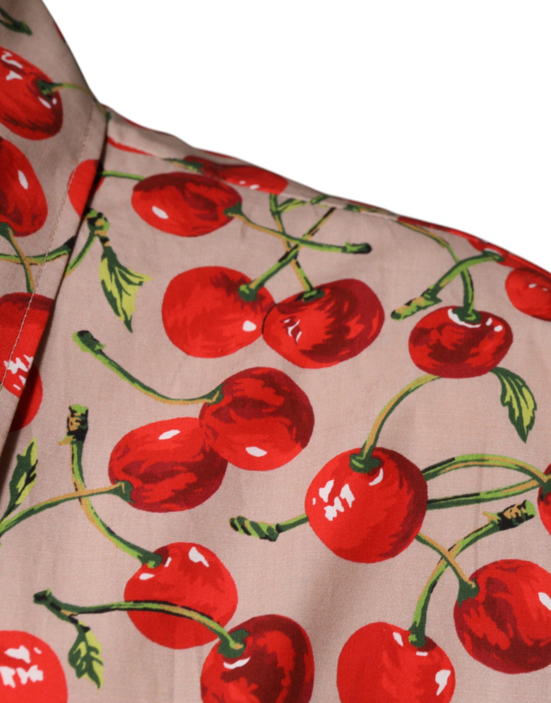 Dolce & Gabbana Beige Cherry Button Down Men Casual Shirt | Regal Royce