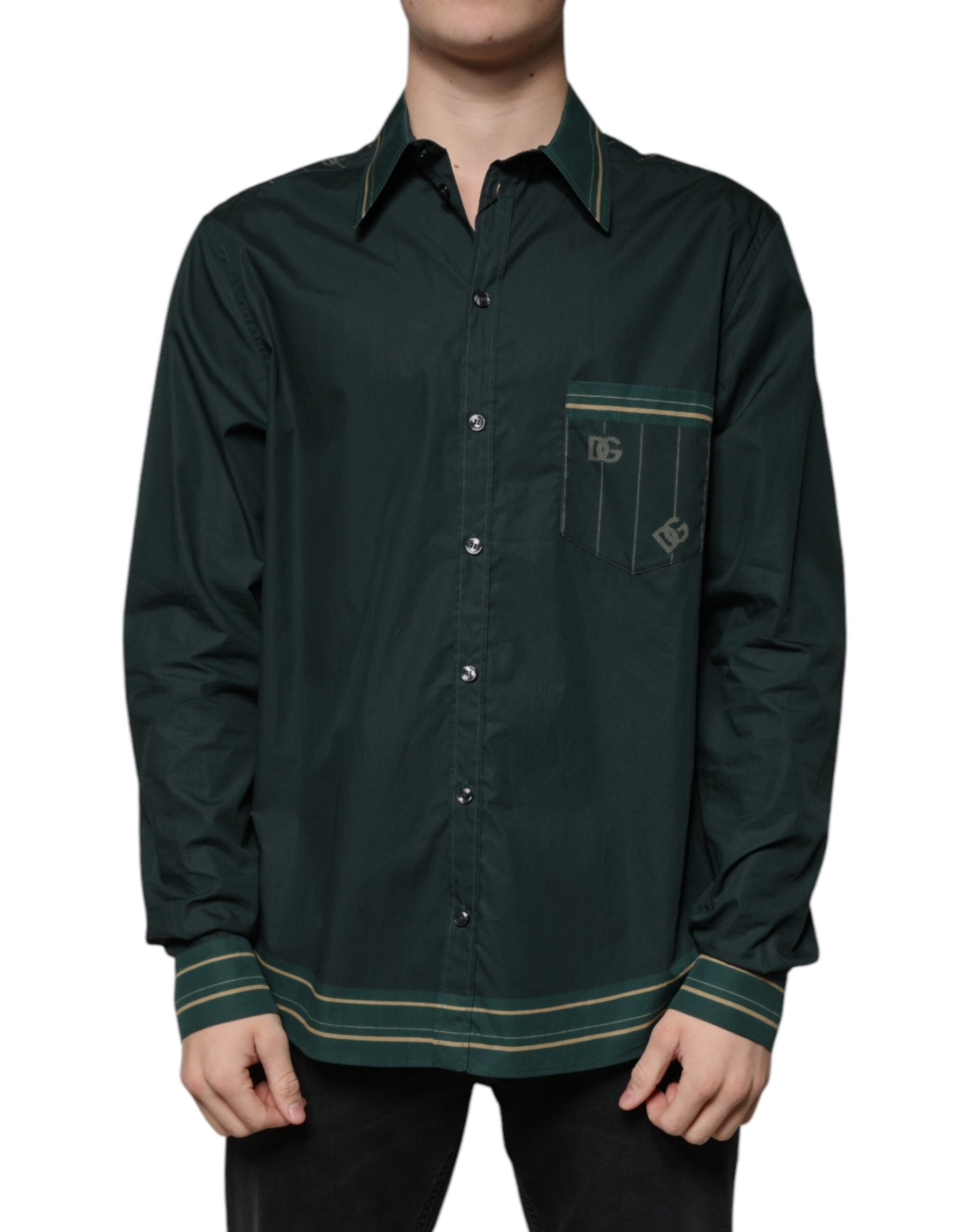 Dolce & Gabbana Green Logo Long Sleeve MARTINI Casual Shirt | Regal Royce