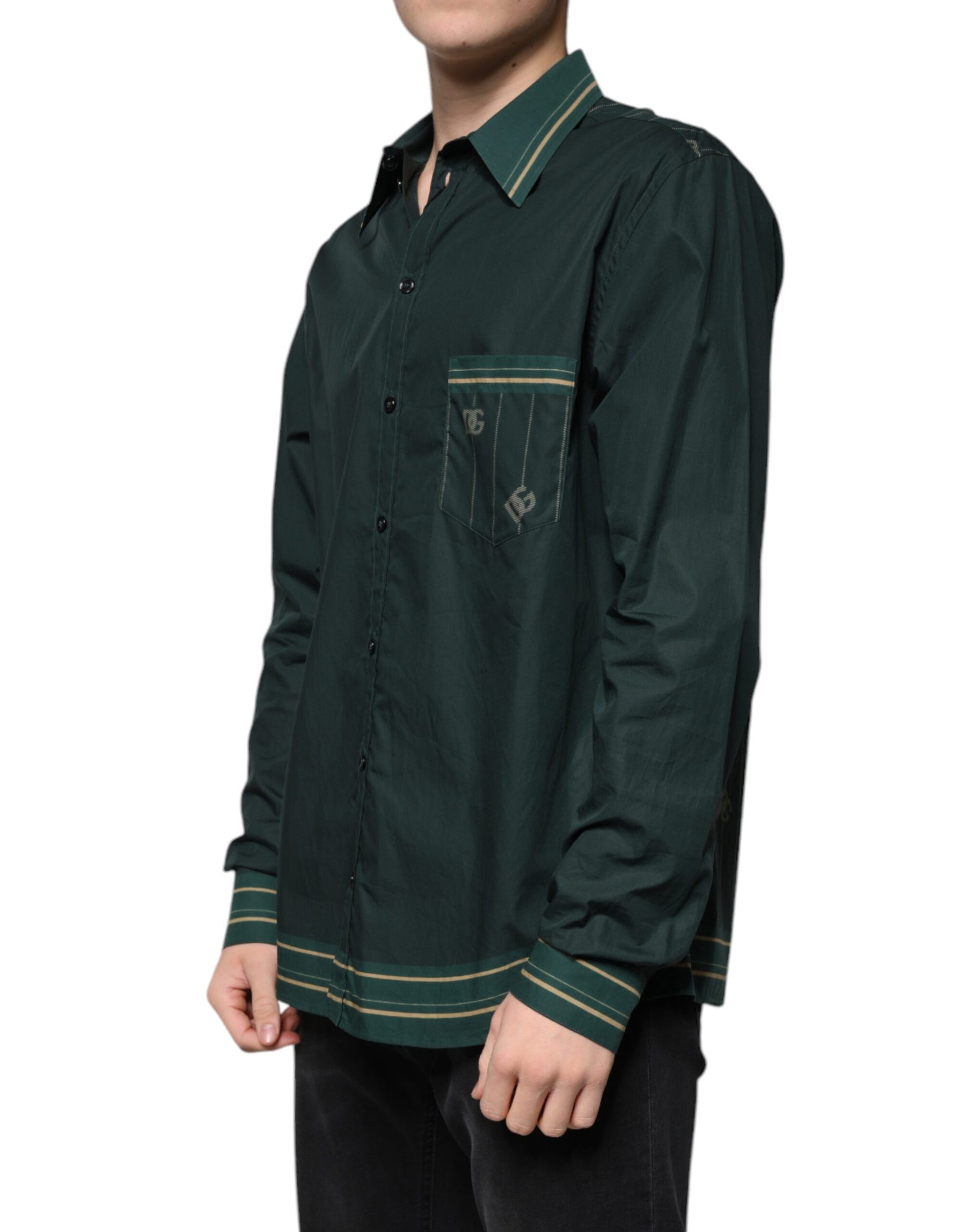 Dolce & Gabbana Green Logo Long Sleeve MARTINI Casual Shirt | Regal Royce