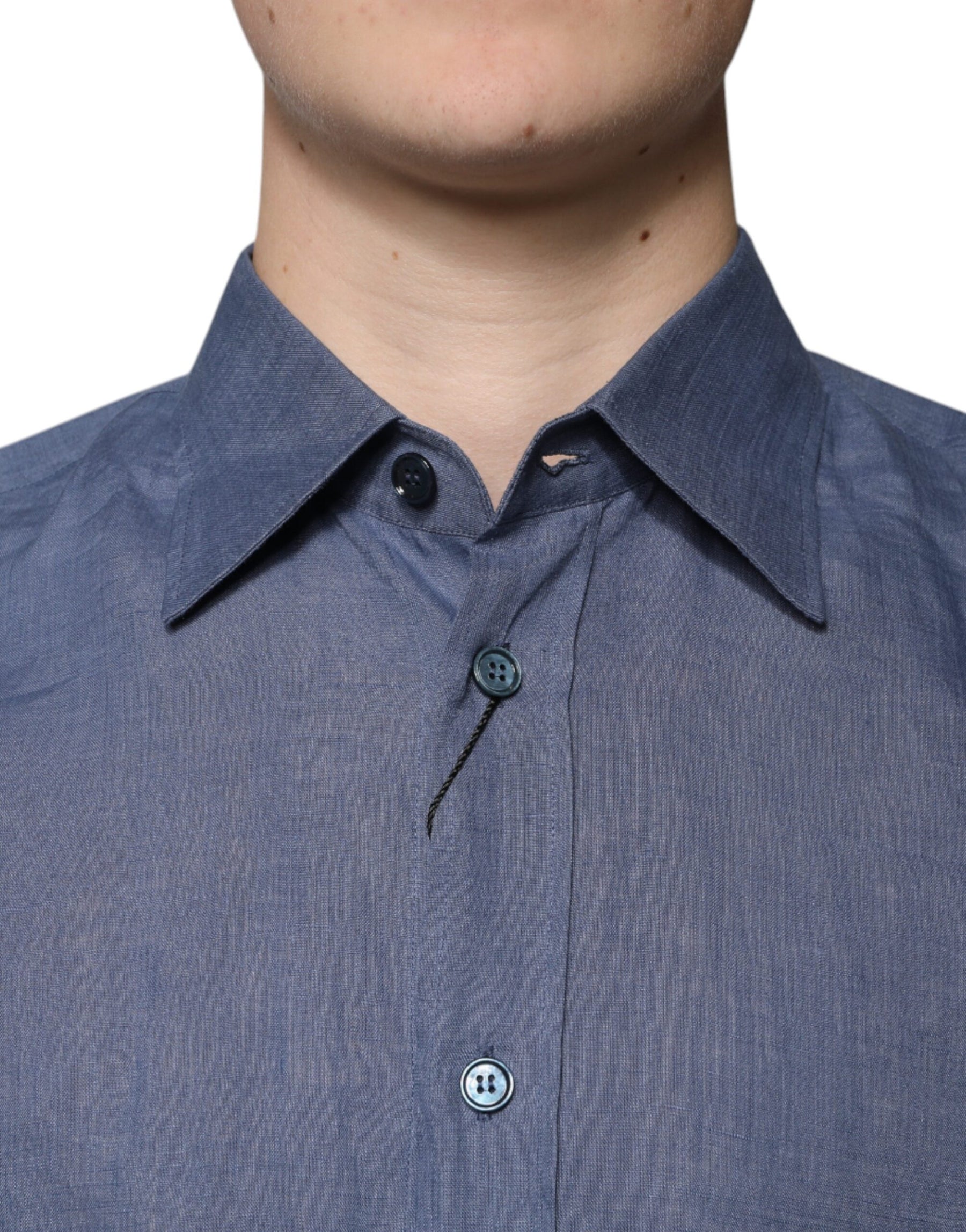 Dolce & Gabbana Blue Logo Long Sleeve Button Down Casual Shirt | Regal Royce