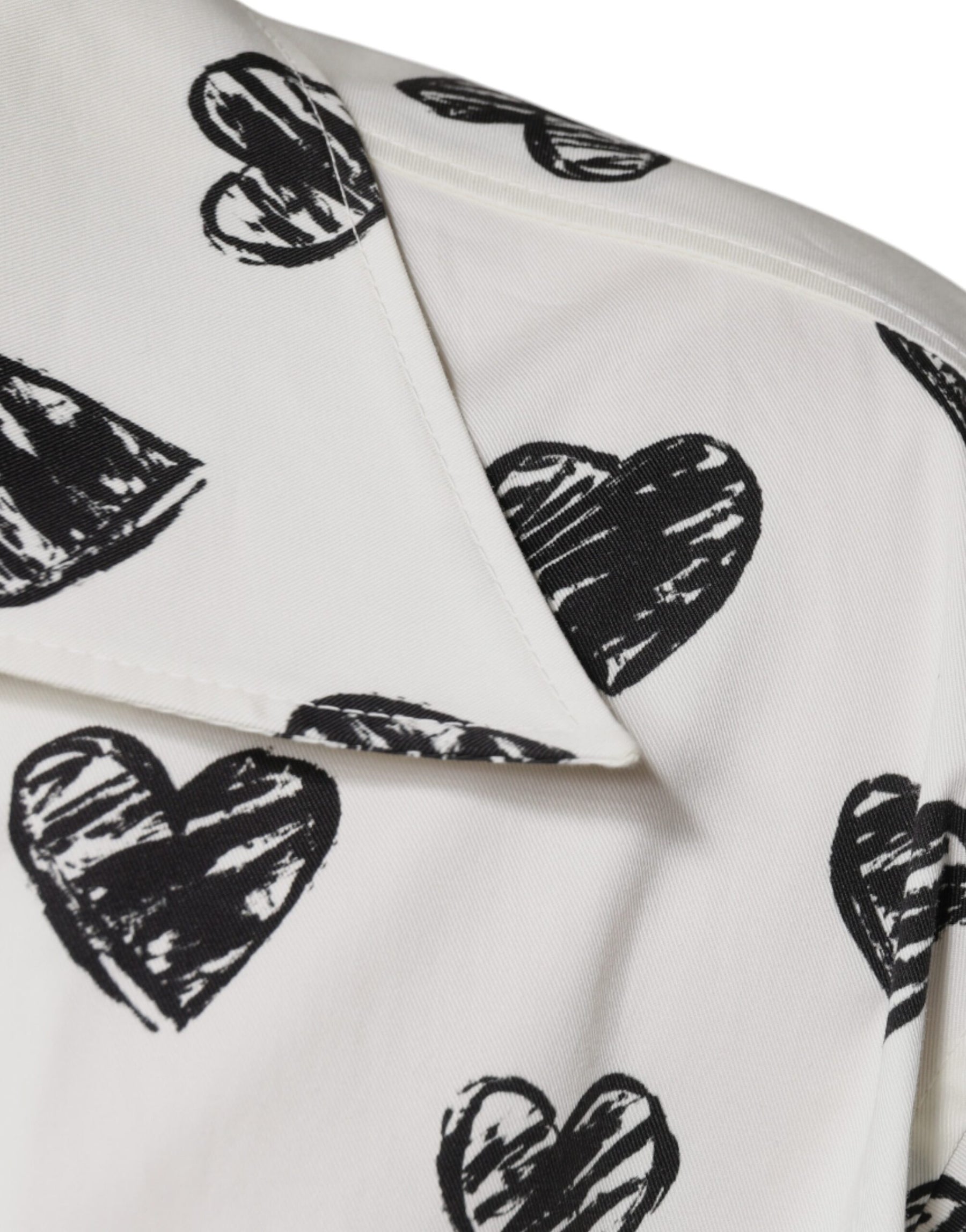 Dolce & Gabbana White Heart Print Short Sleeve Casual Shirt | Regal Royce