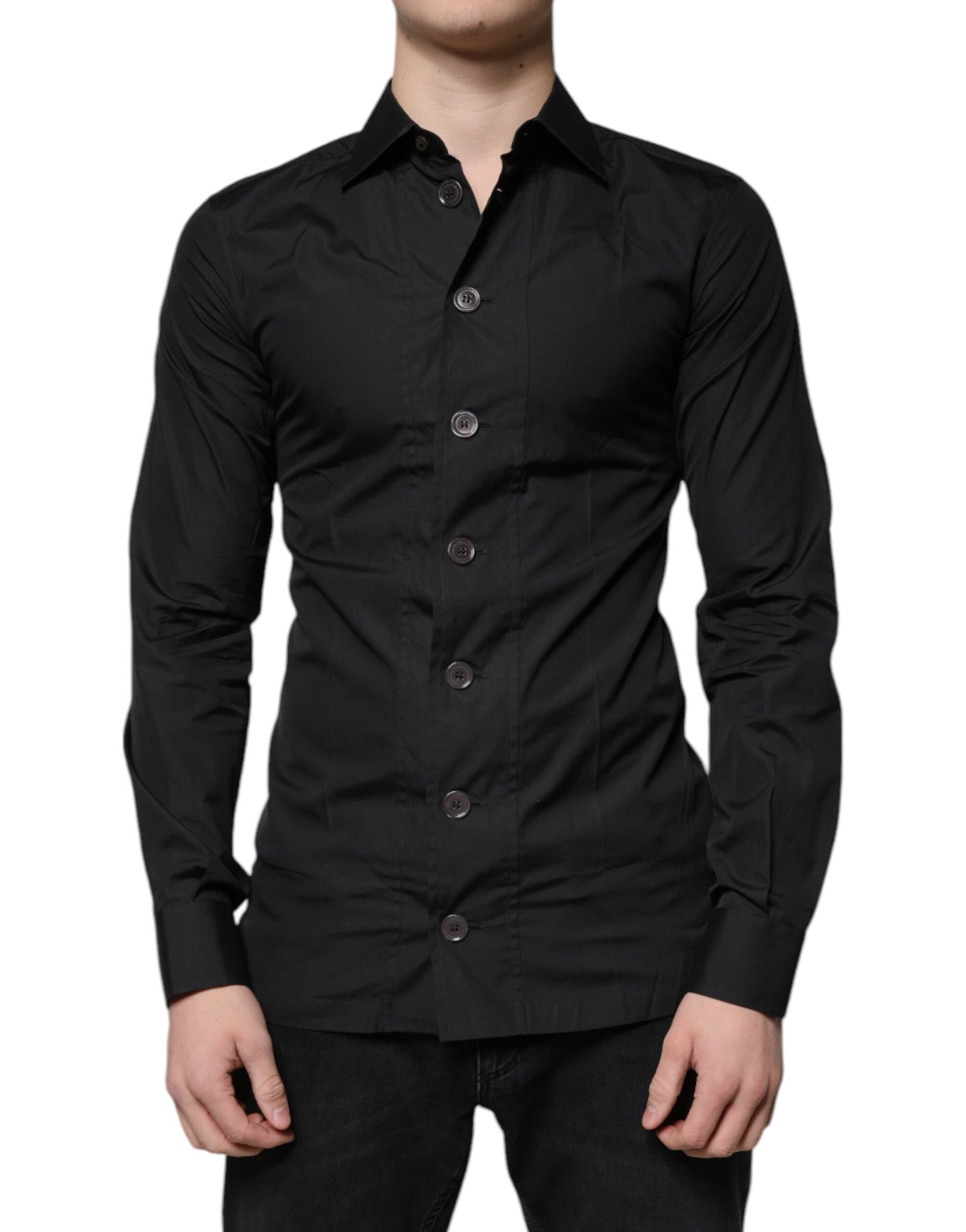 Dolce & Gabbana Black Cotton Formal Long Sleeves Dress Shirt | Regal Royce