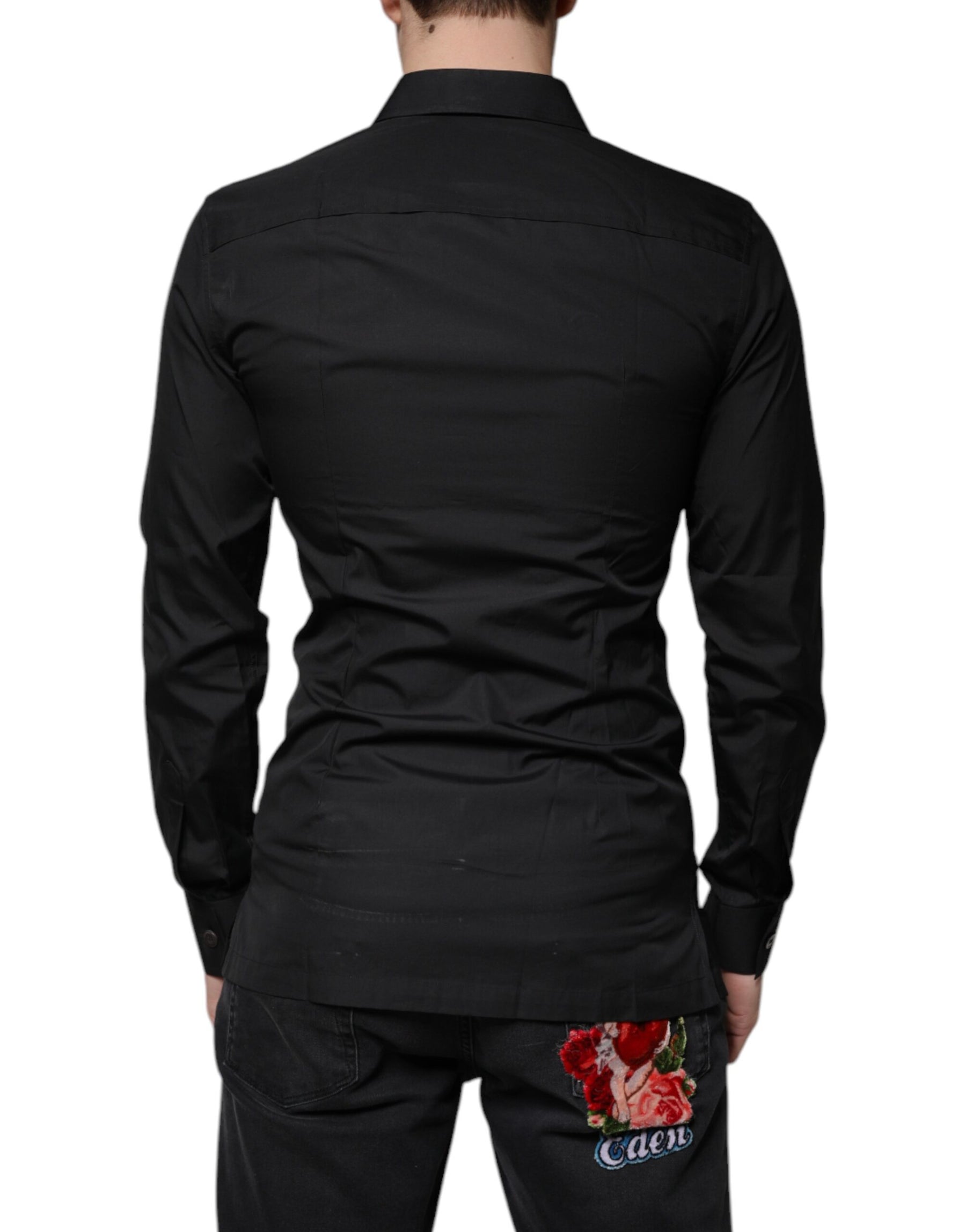 Dolce & Gabbana Black Cotton Formal Long Sleeves Dress Shirt | Regal Royce