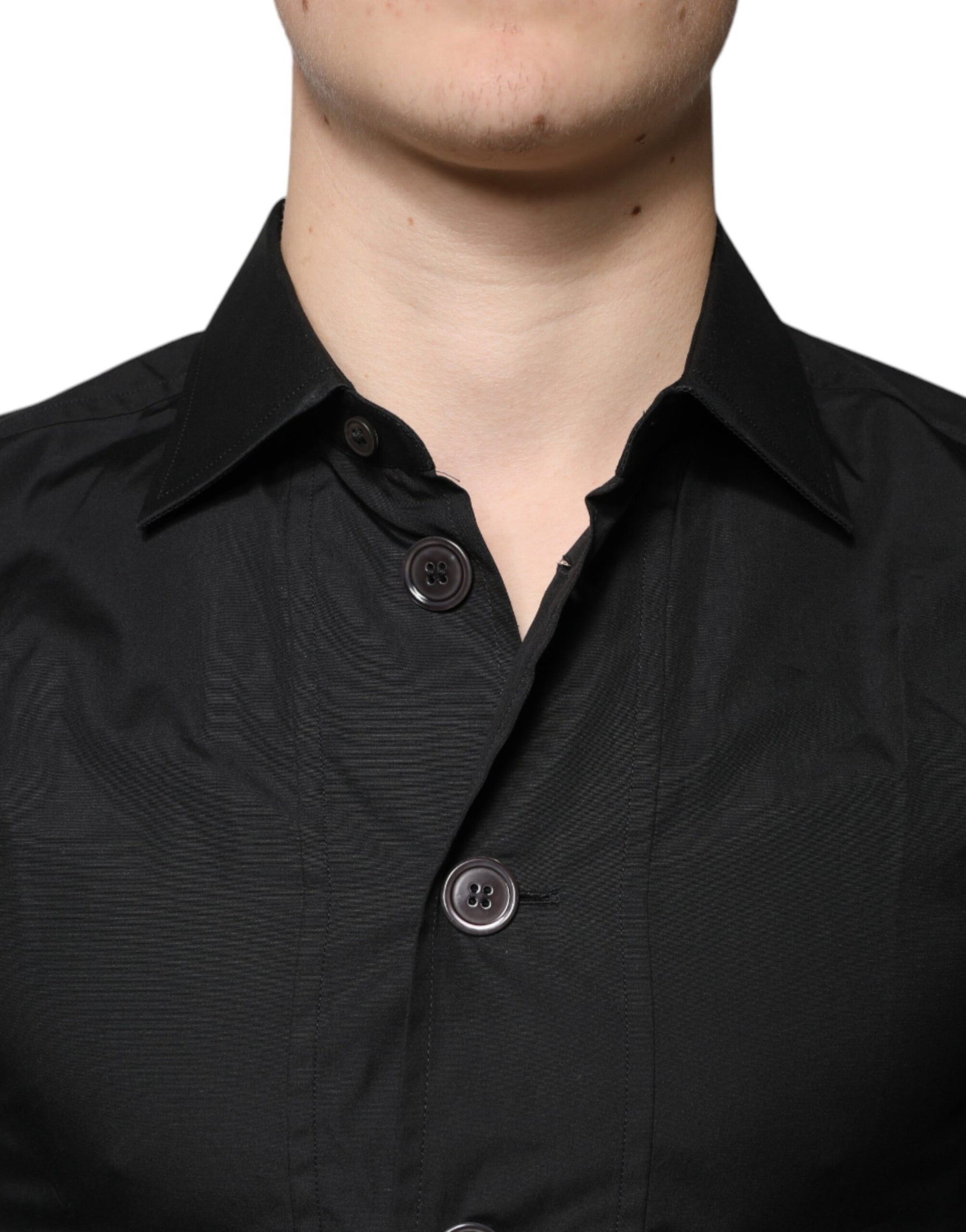 Dolce & Gabbana Black Cotton Formal Long Sleeves Dress Shirt | Regal Royce