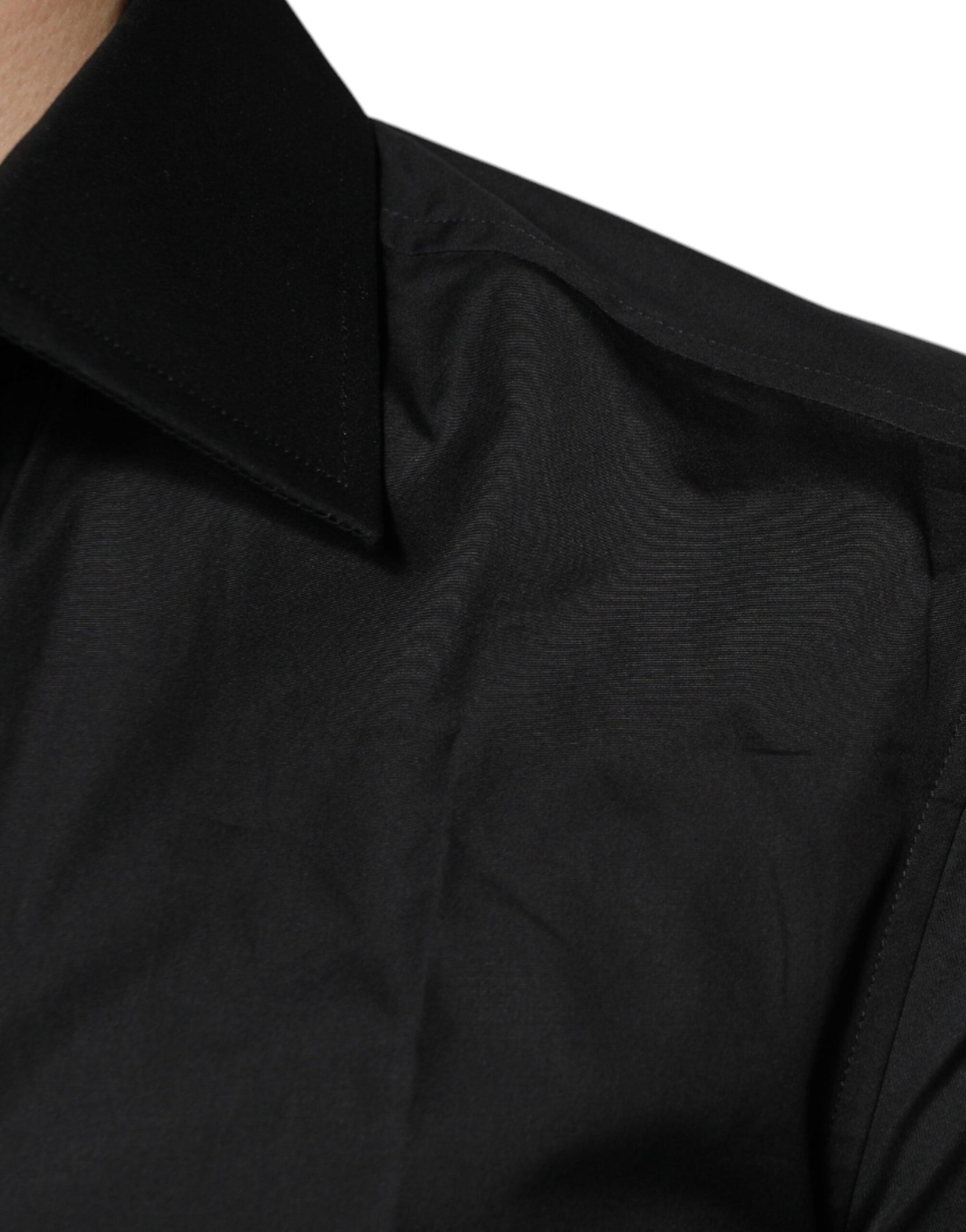 Dolce & Gabbana Black Cotton Formal Long Sleeves Dress Shirt | Regal Royce