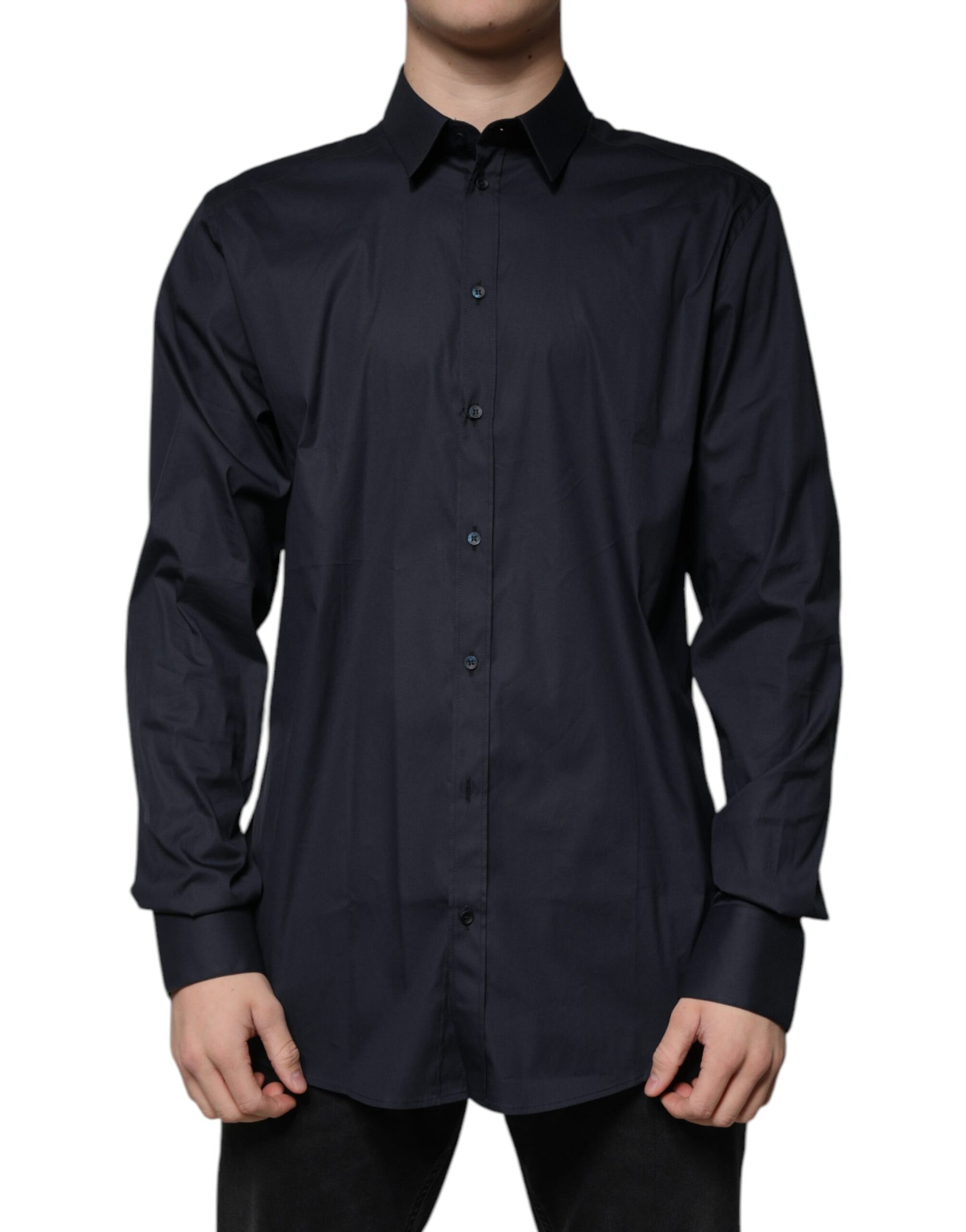 Dolce & Gabbana Black Cotton Blend Formal GOLD Dress Shirt | Regal Royce