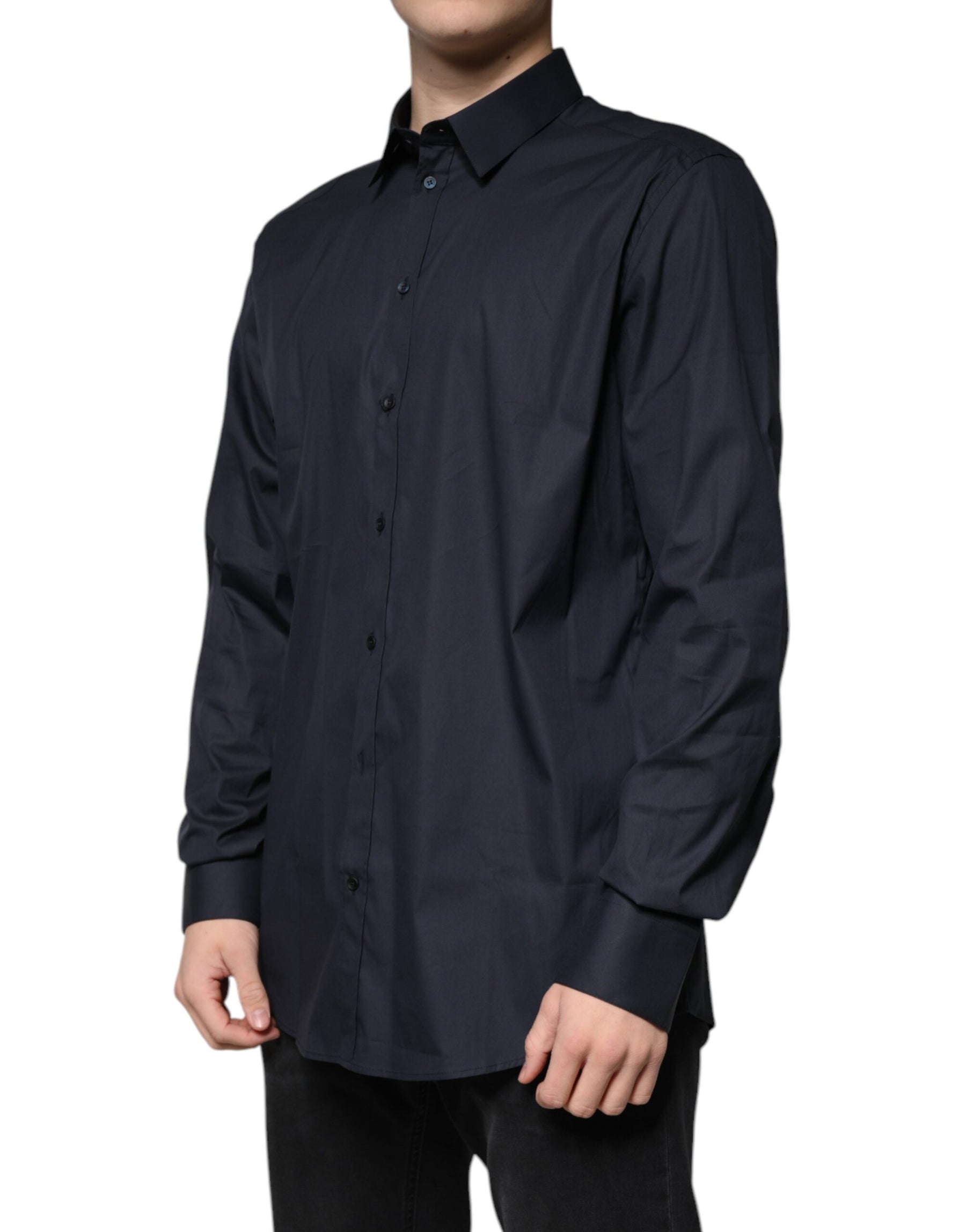 Dolce & Gabbana Black Cotton Blend Formal GOLD Dress Shirt | Regal Royce