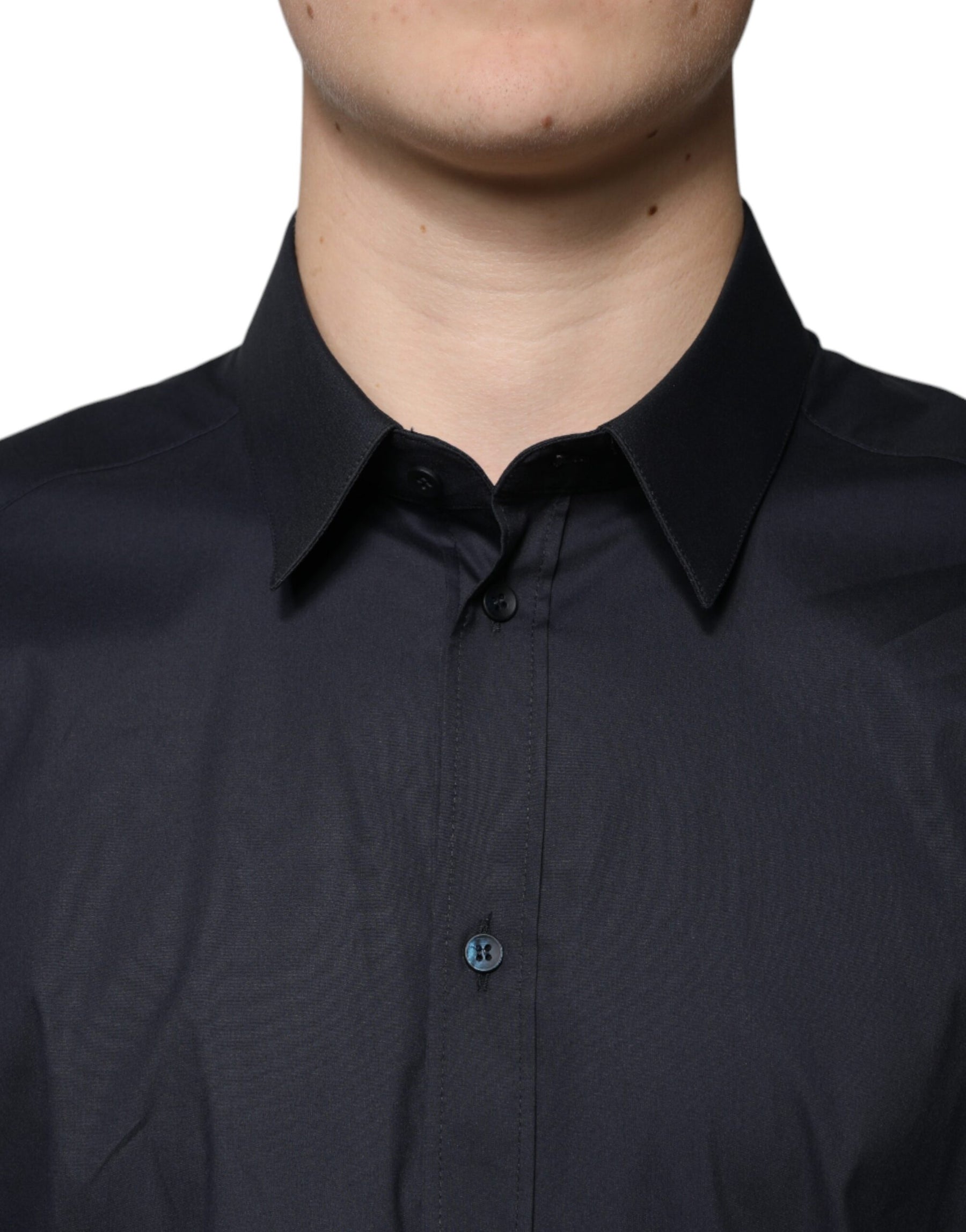 Dolce & Gabbana Black Cotton Blend Formal GOLD Dress Shirt | Regal Royce