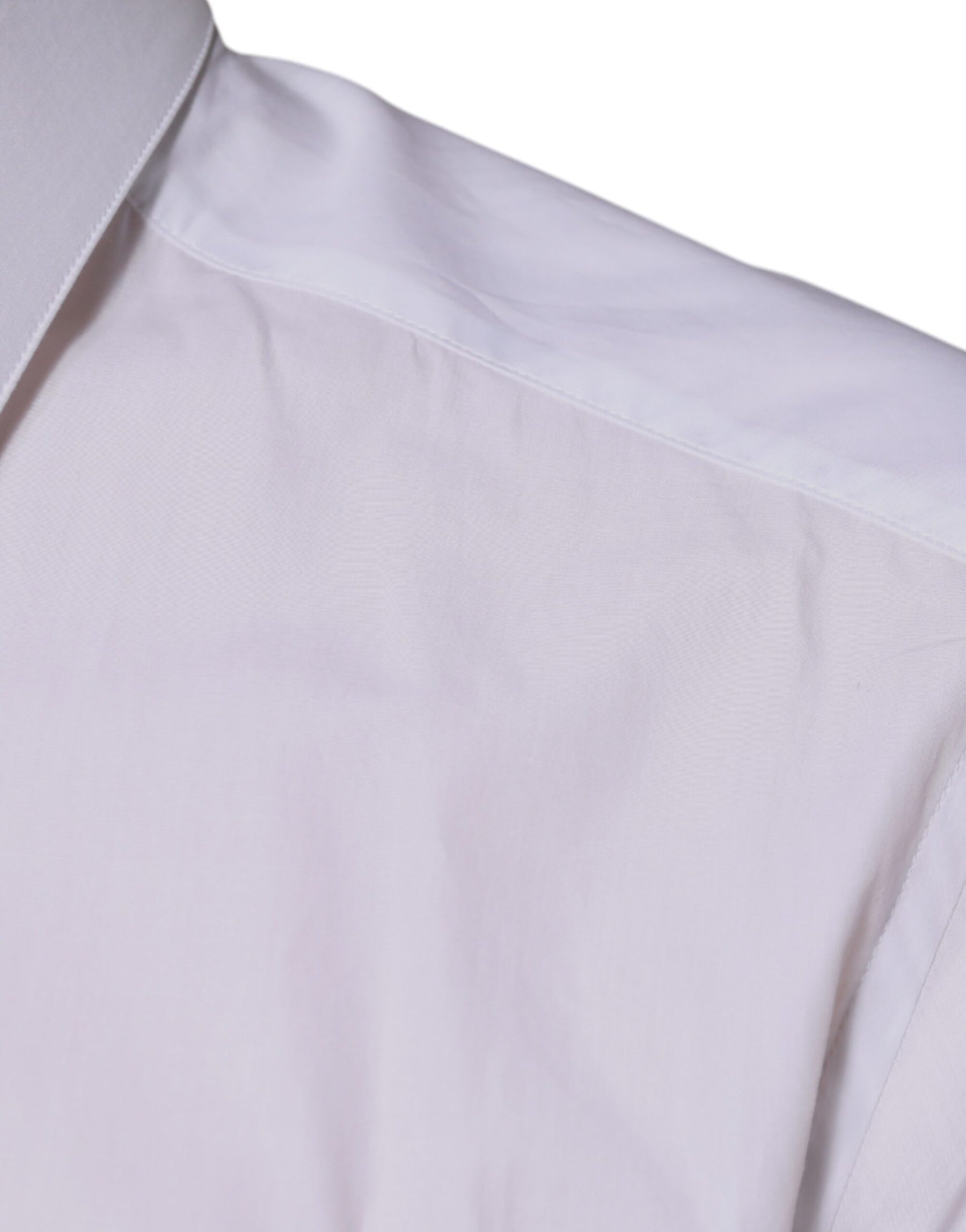 Dolce & Gabbana White Cotton Logo Formal Men GOLD Dress Shirt | Regal Royce