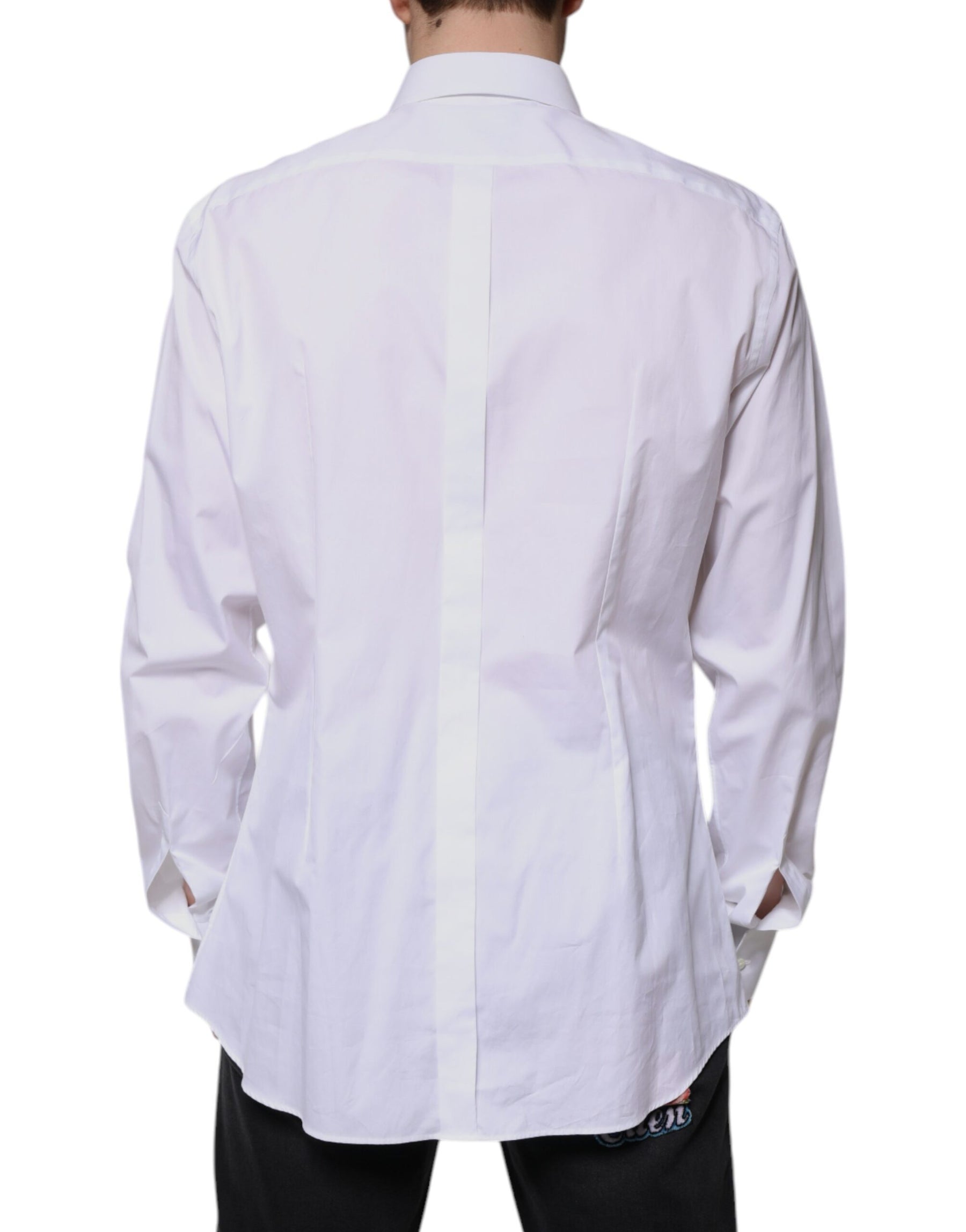 Dolce & Gabbana White Bib Cotton Poplin GOLD Formal Shirt | Regal Royce