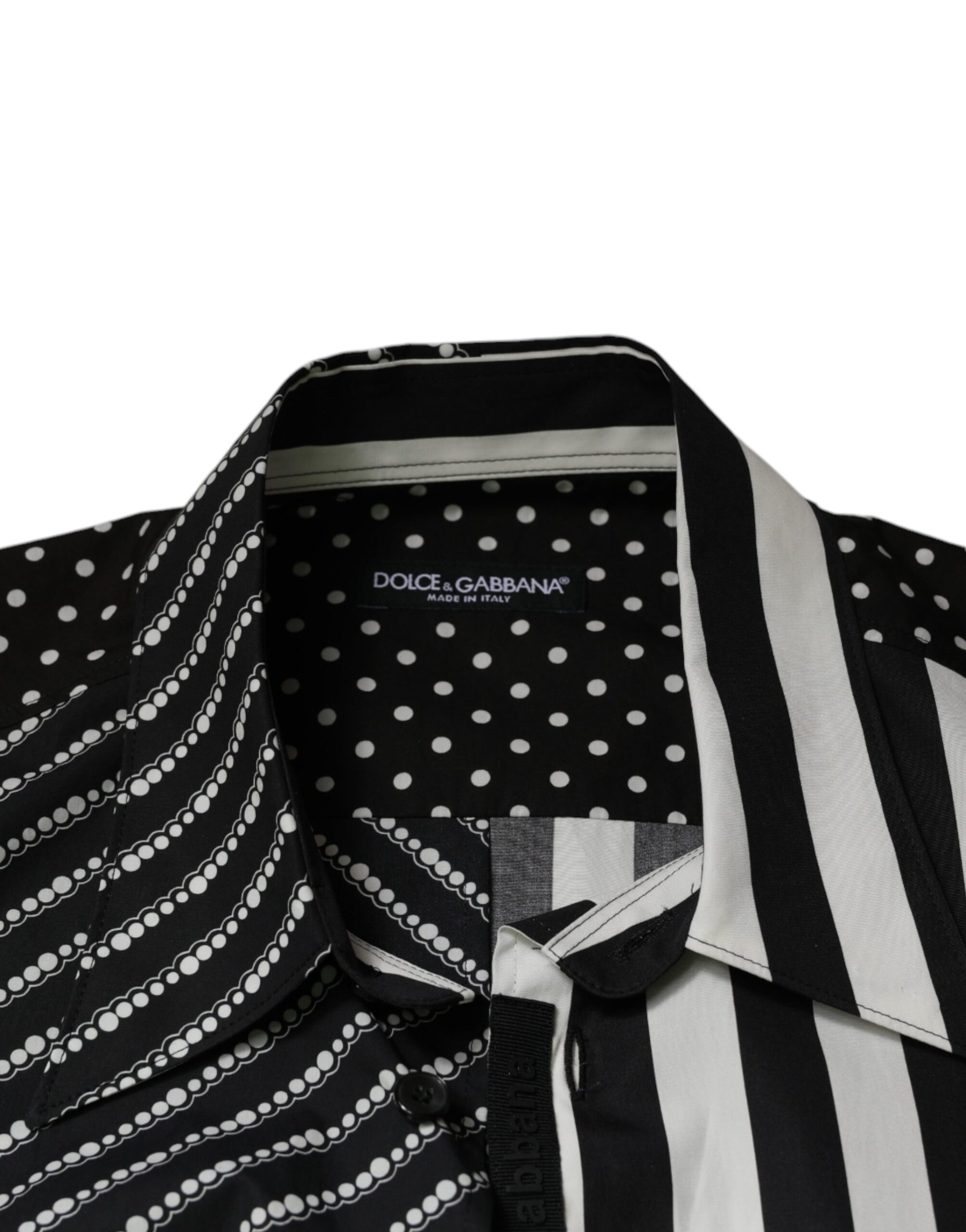 Dolce & Gabbana Black White Striped Button Down Casual Shirt | Regal Royce