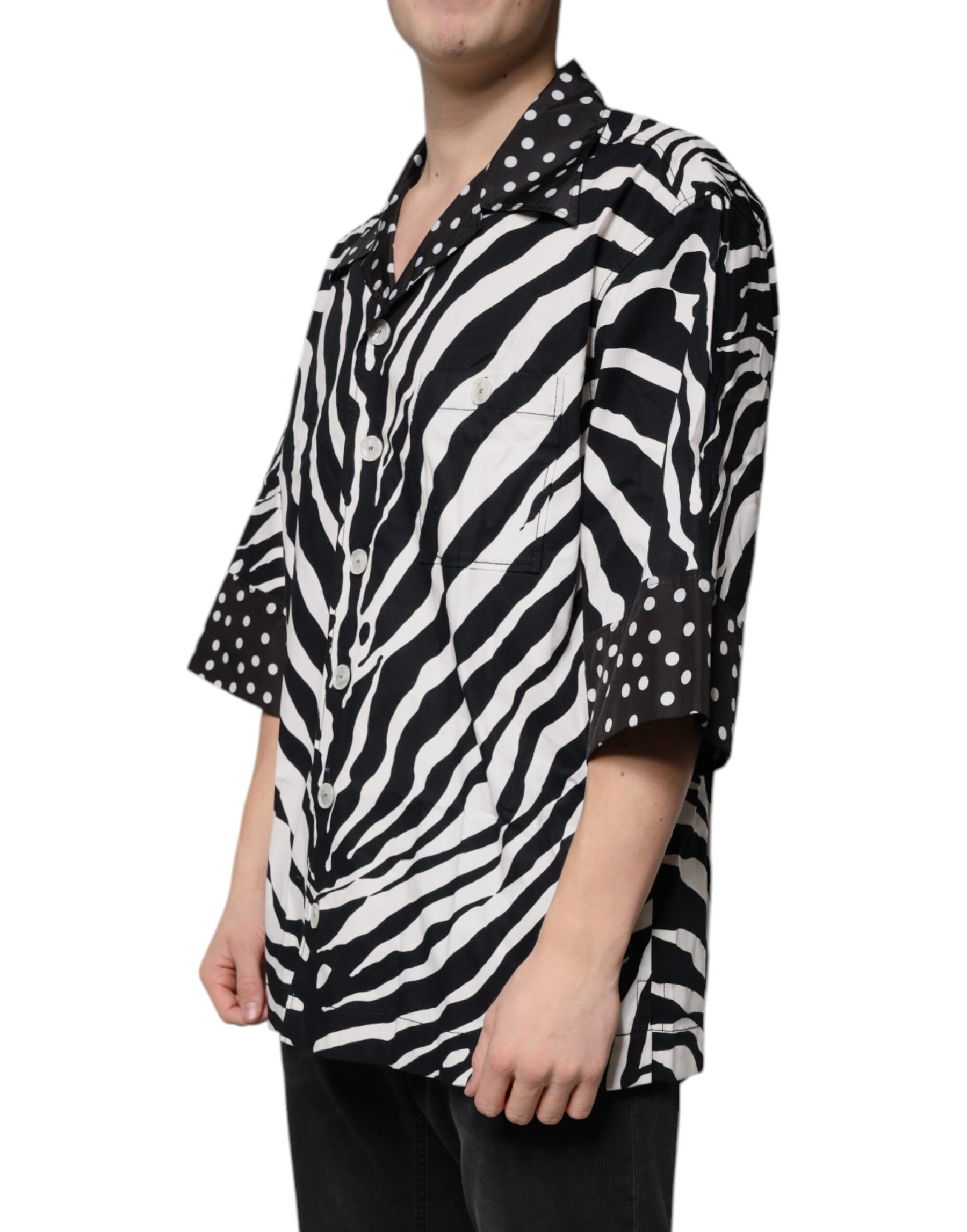Dolce & Gabbana Black White Zebra Button Down Oversize Shirt | Regal Royce