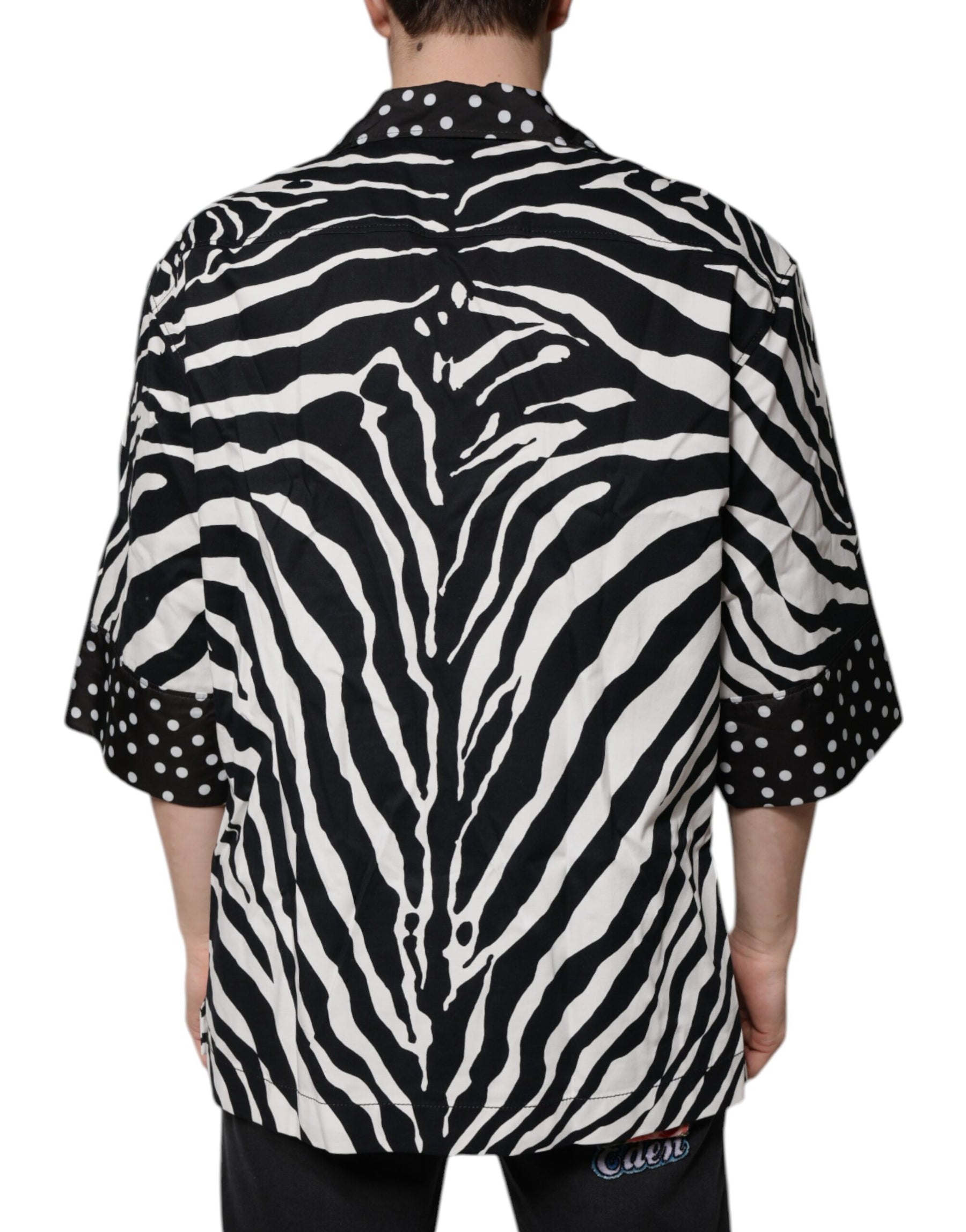Dolce & Gabbana Black White Zebra Button Down Oversize Shirt | Regal Royce
