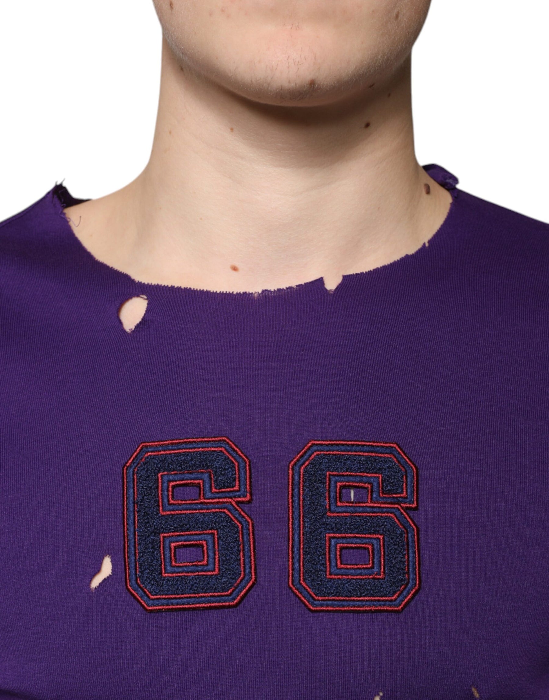 Dolce & Gabbana Purple Cotton Round Neck Pullover Men Sweater | Regal Royce