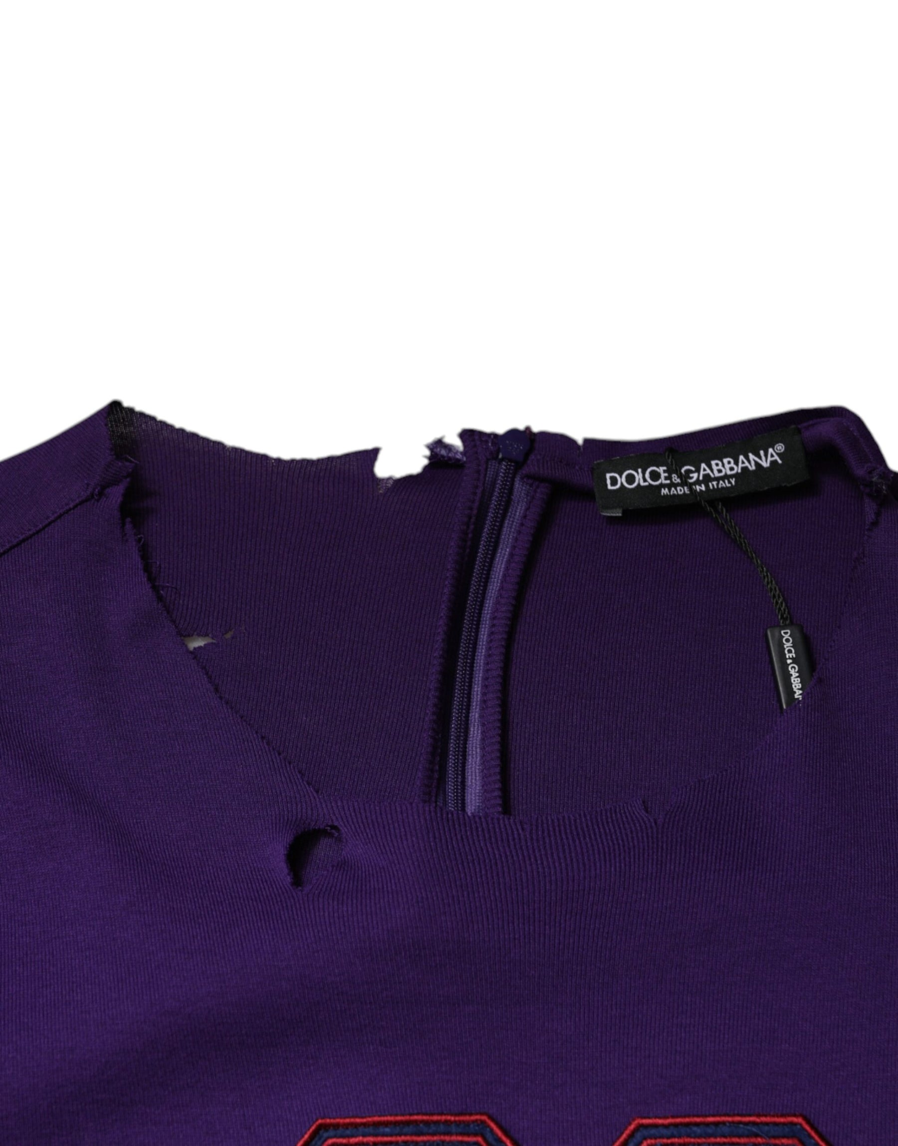 Dolce & Gabbana Purple Cotton Round Neck Pullover Men Sweater | Regal Royce