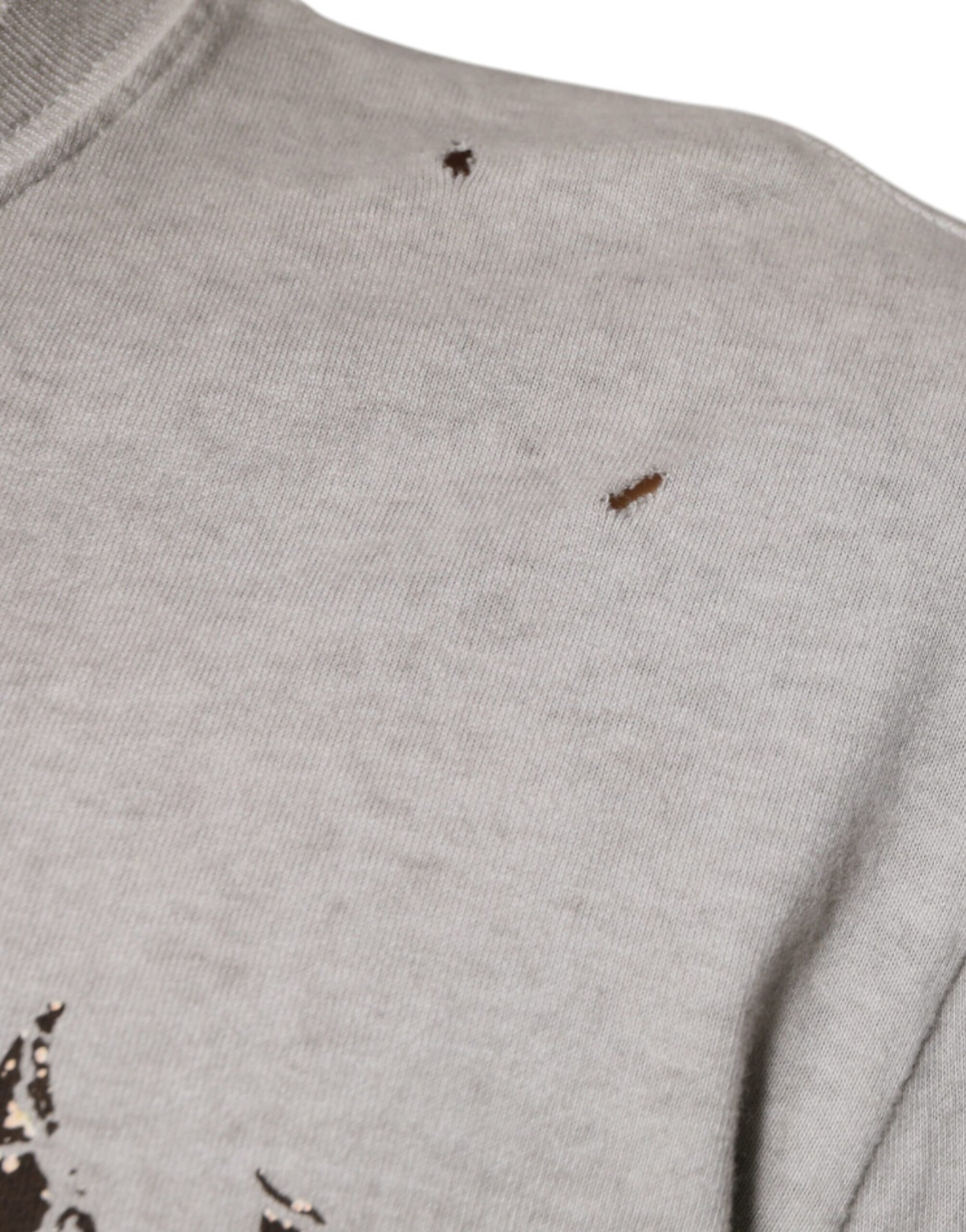 Dolce & Gabbana Gray Printed Cotton Crewneck Pullover Sweater | Regal Royce