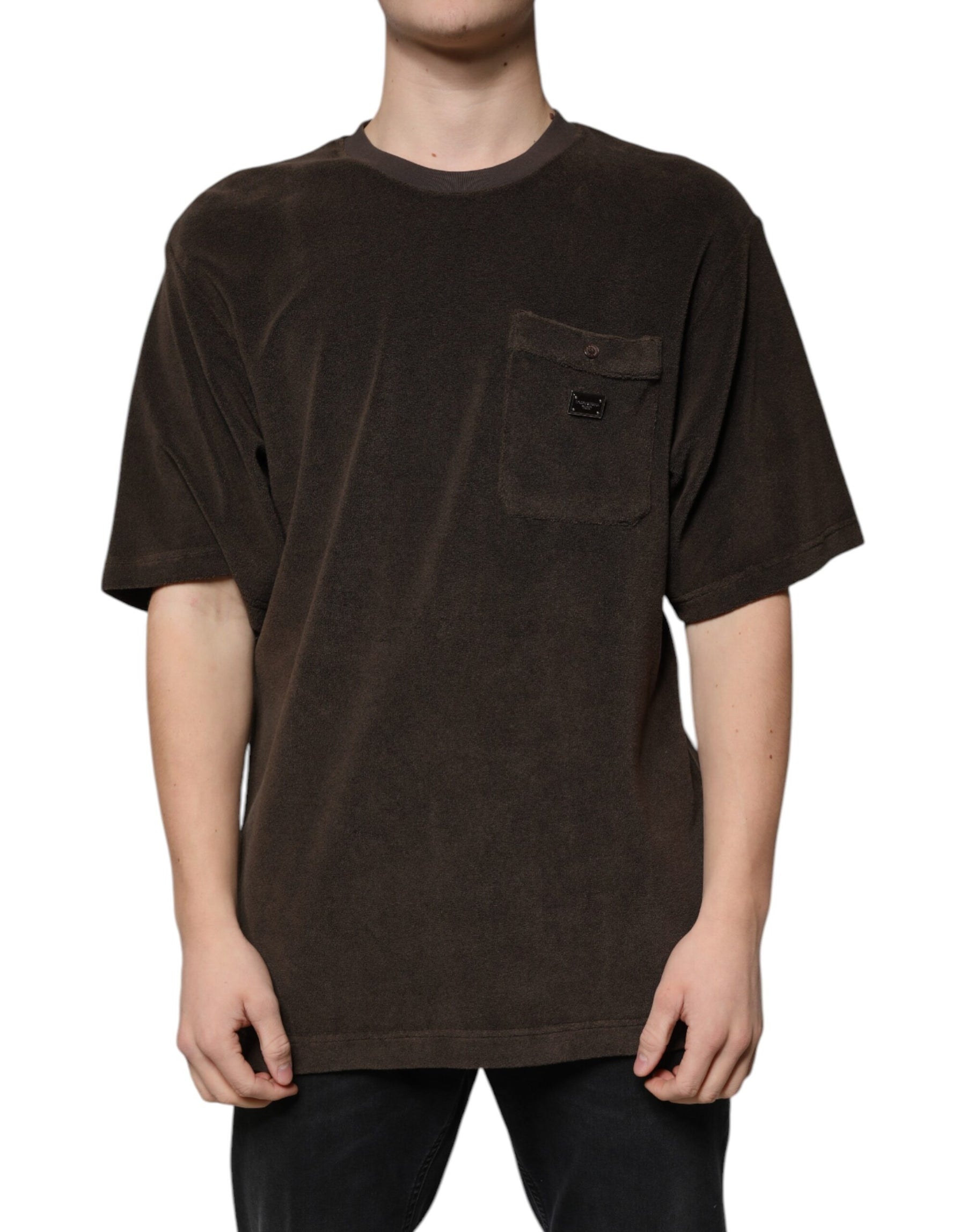 Dolce & Gabbana Brown Cotton Crew Neck Short Sleeves T-shirt | Regal Royce