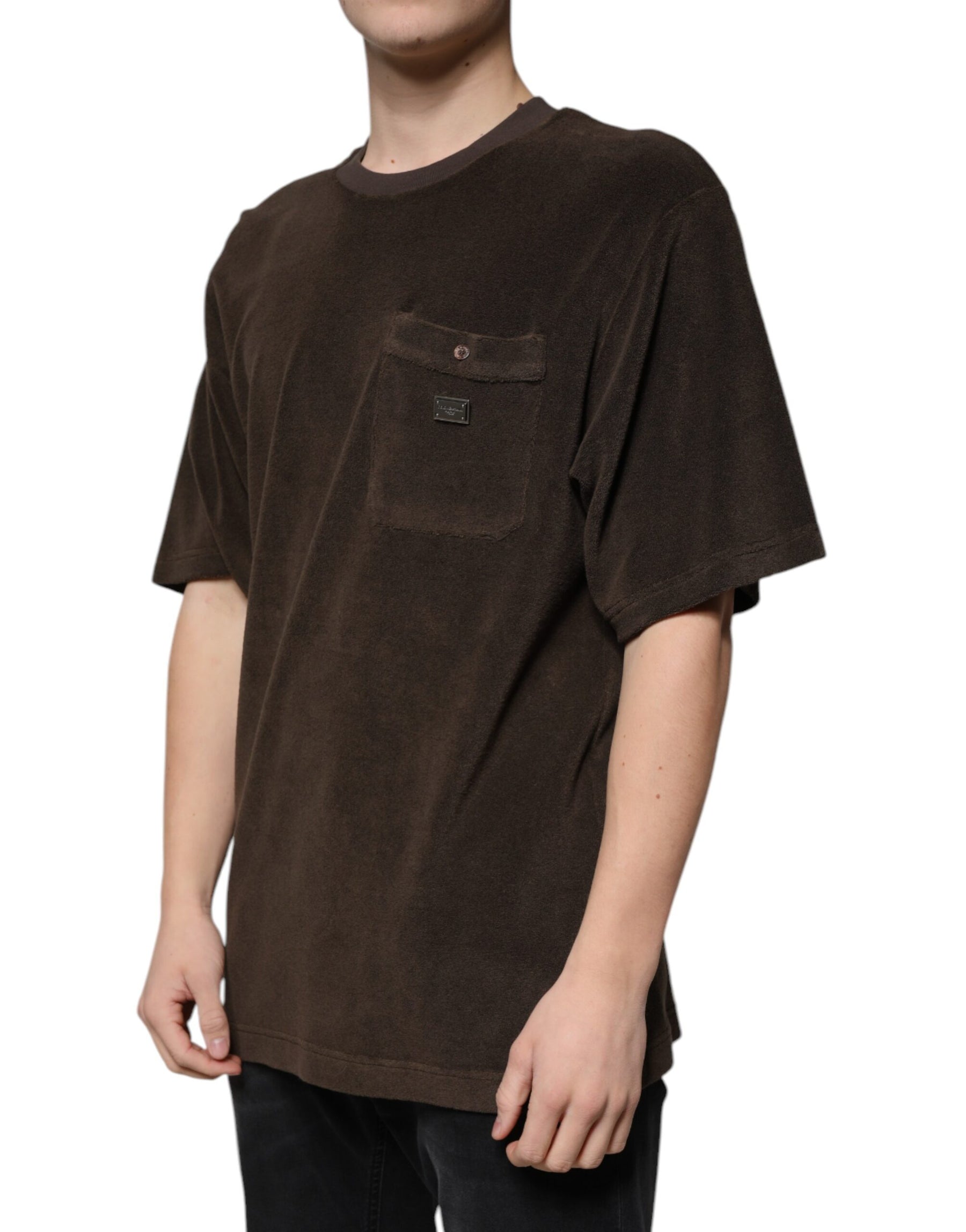 Dolce & Gabbana Brown Cotton Crew Neck Short Sleeves T-shirt | Regal Royce