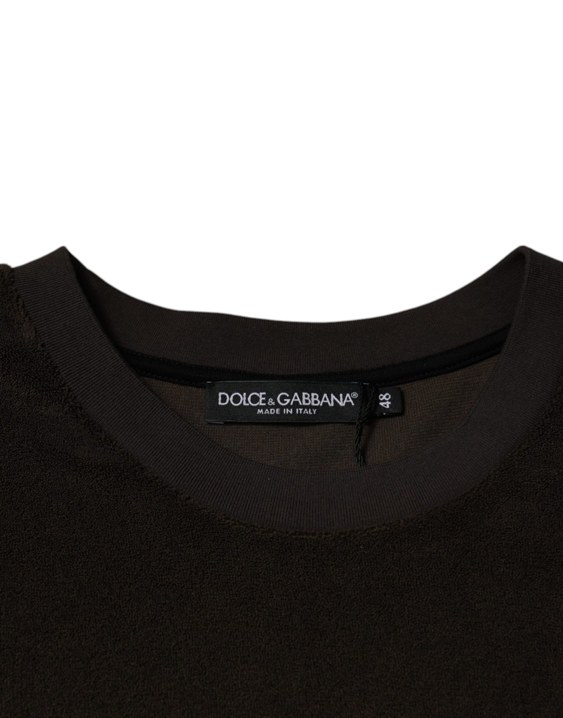 Dolce & Gabbana Brown Cotton Crew Neck Short Sleeves T-shirt | Regal Royce
