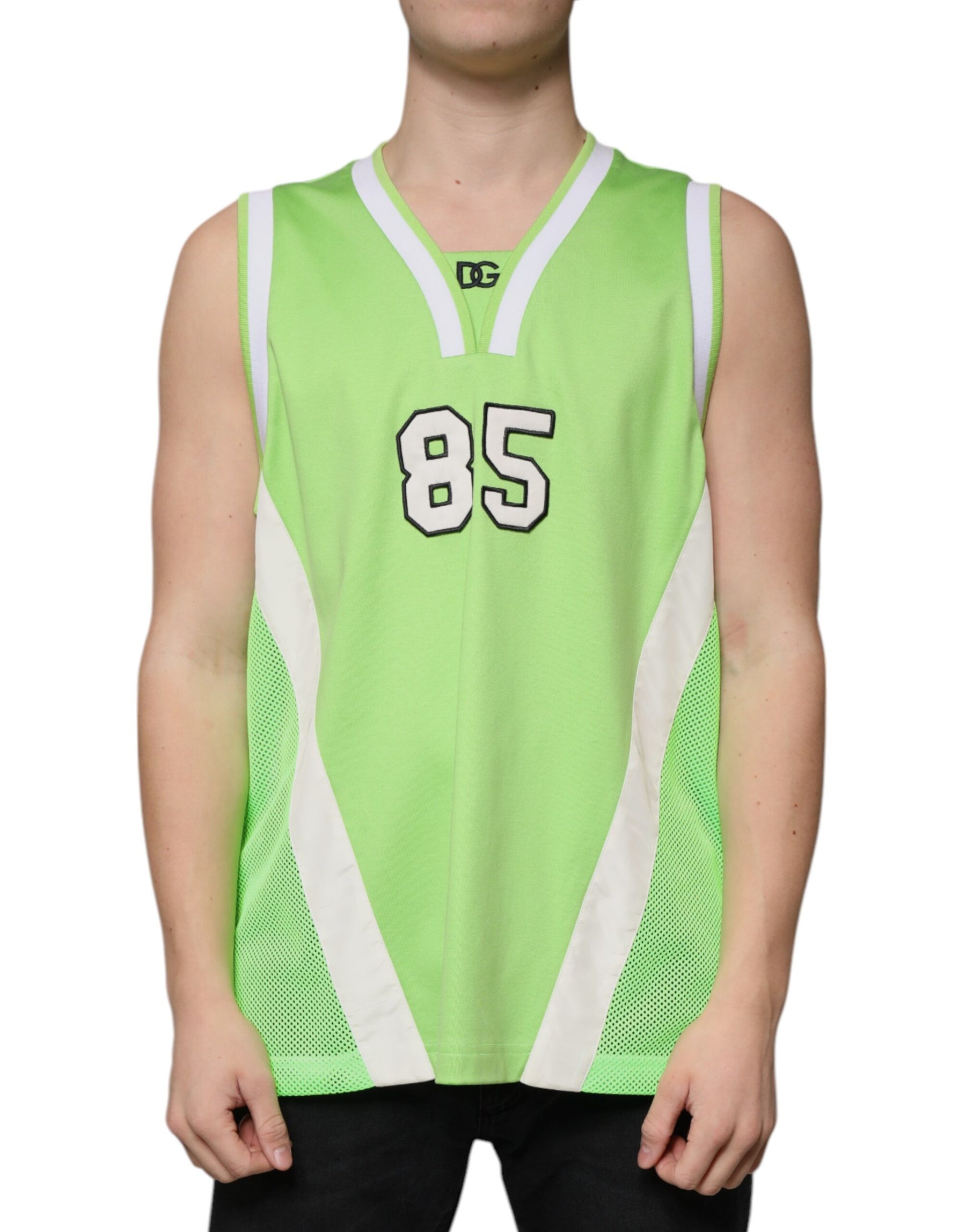 Dolce & Gabbana Green Polyester Jersey Sleeveless T-shirt | Regal Royce