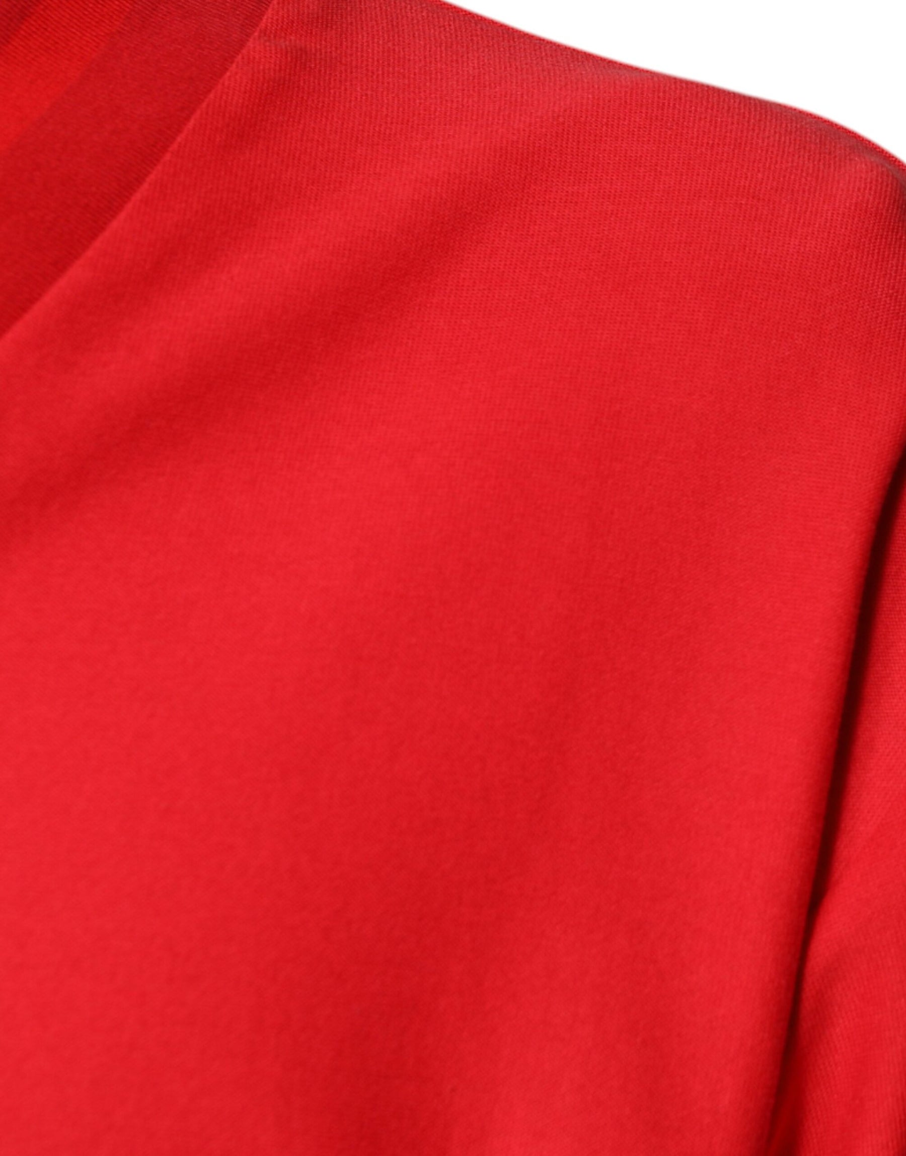Dolce & Gabbana Red Cotton V-neck Short Sleeves T-shirt | Regal Royce
