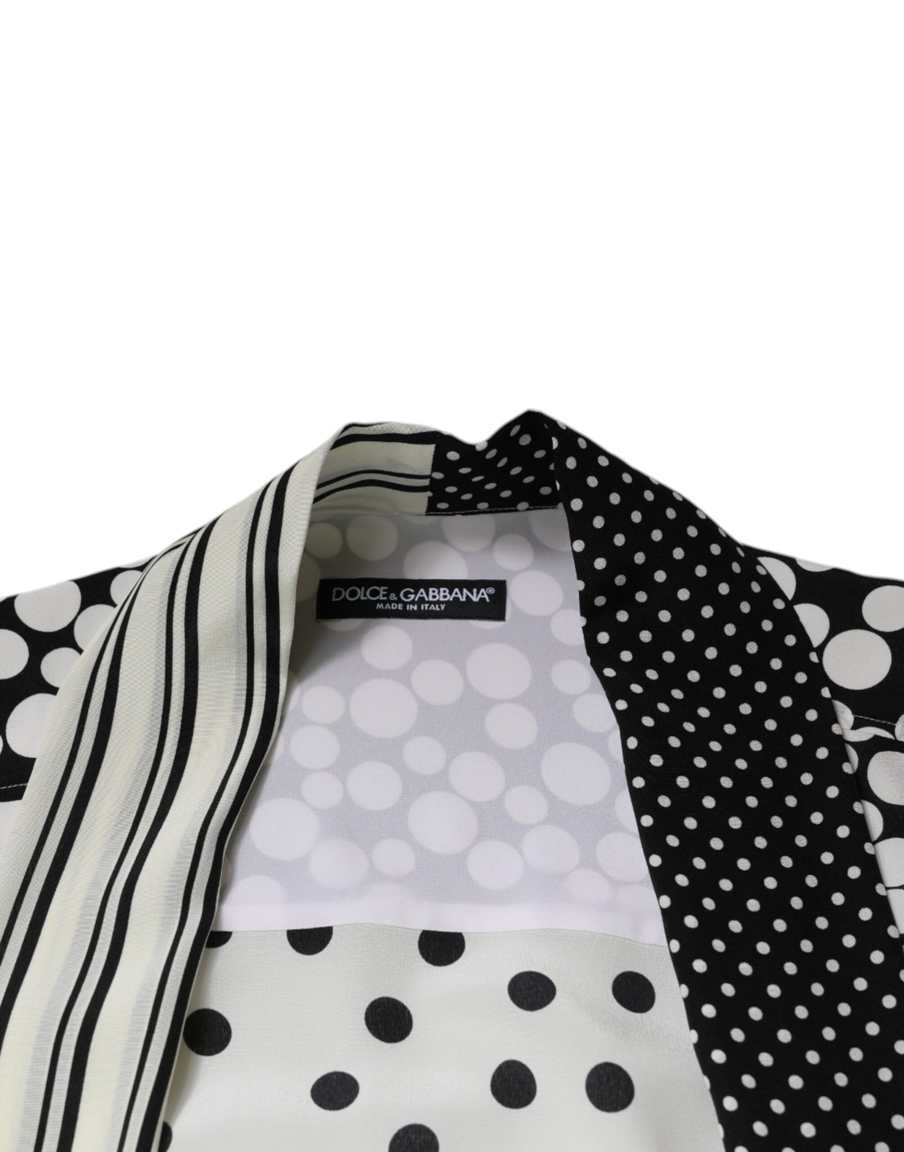 Dolce & Gabbana Black White Polka Dots Silk Men Casual Shirt | Regal Royce