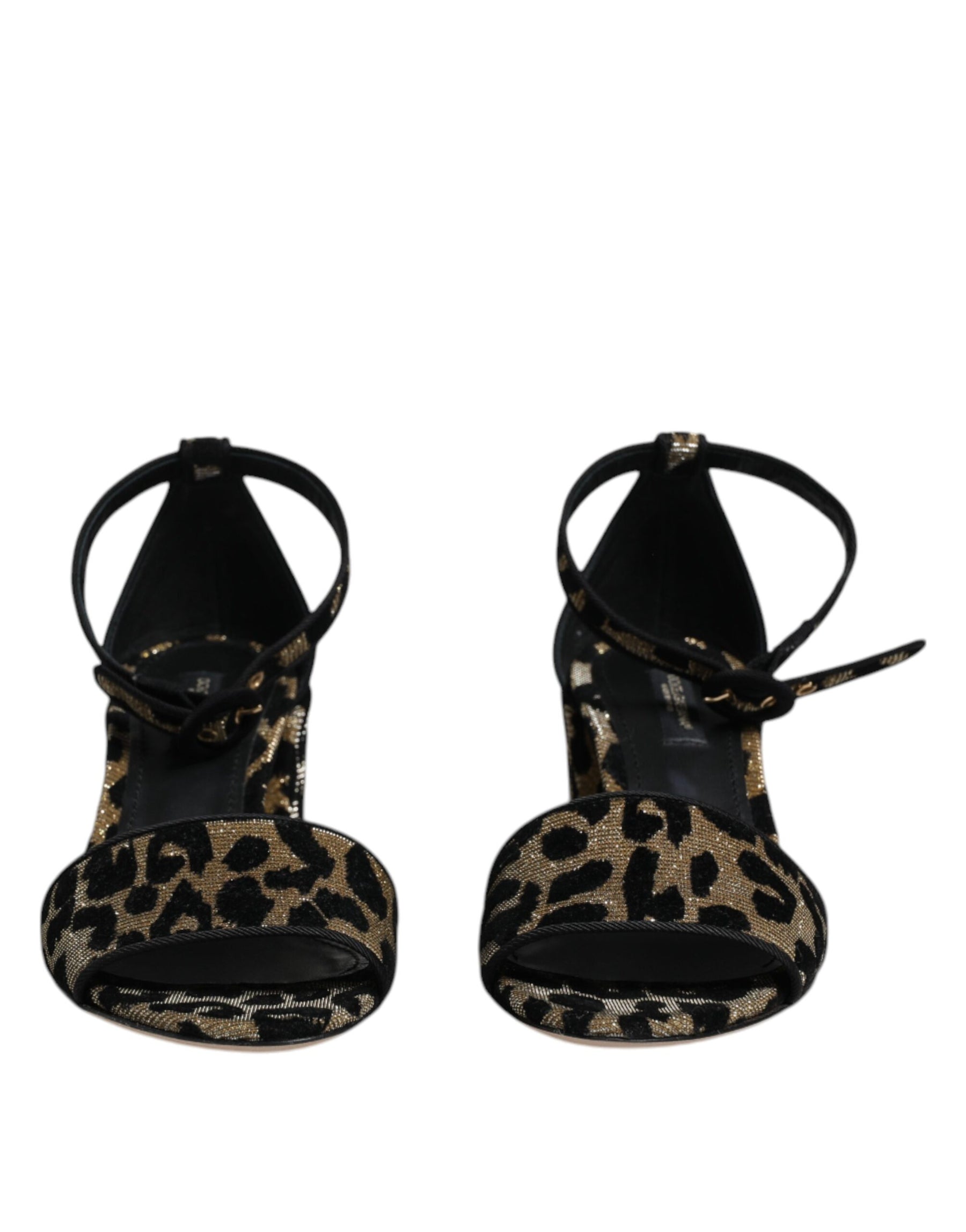 Dolce & Gabbana Gold Leopard Lurex Ankle Strap Heels Sandals Shoes | Regal Royce
