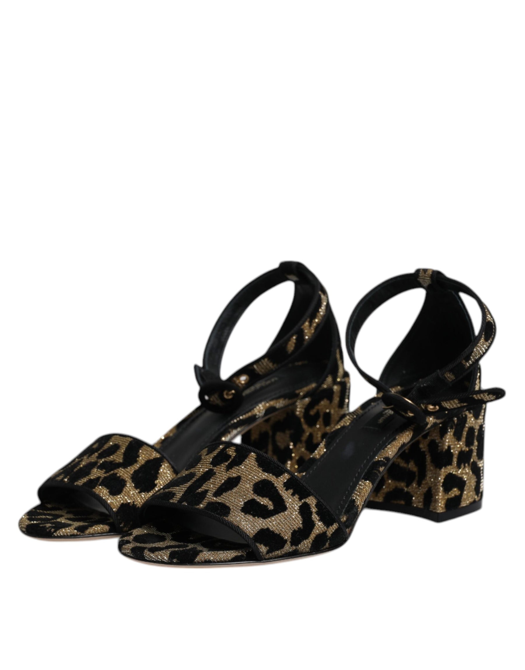 Dolce & Gabbana Gold Leopard Lurex Ankle Strap Heels Sandals Shoes | Regal Royce