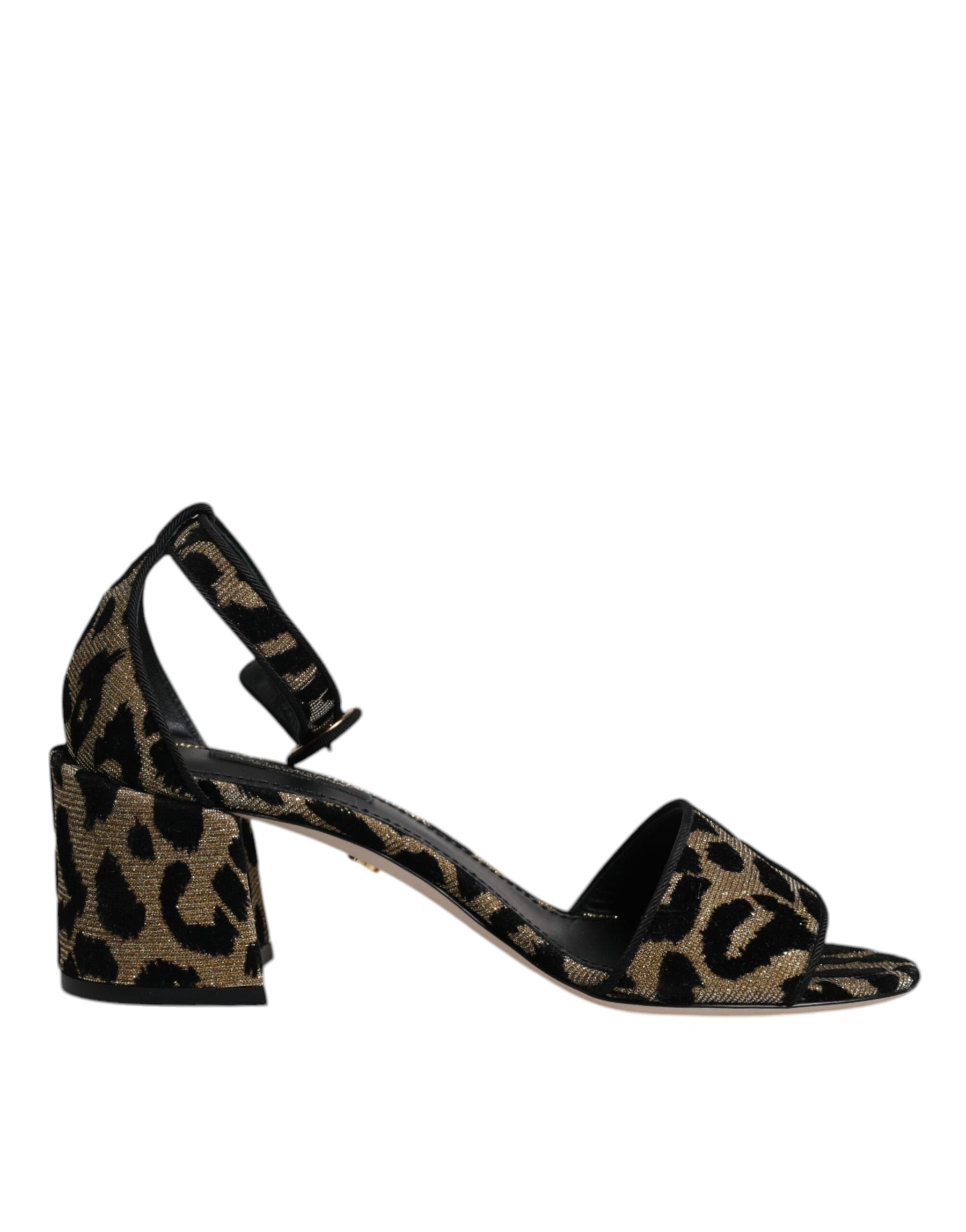 Dolce & Gabbana Gold Leopard Lurex Ankle Strap Heels Sandals Shoes | Regal Royce