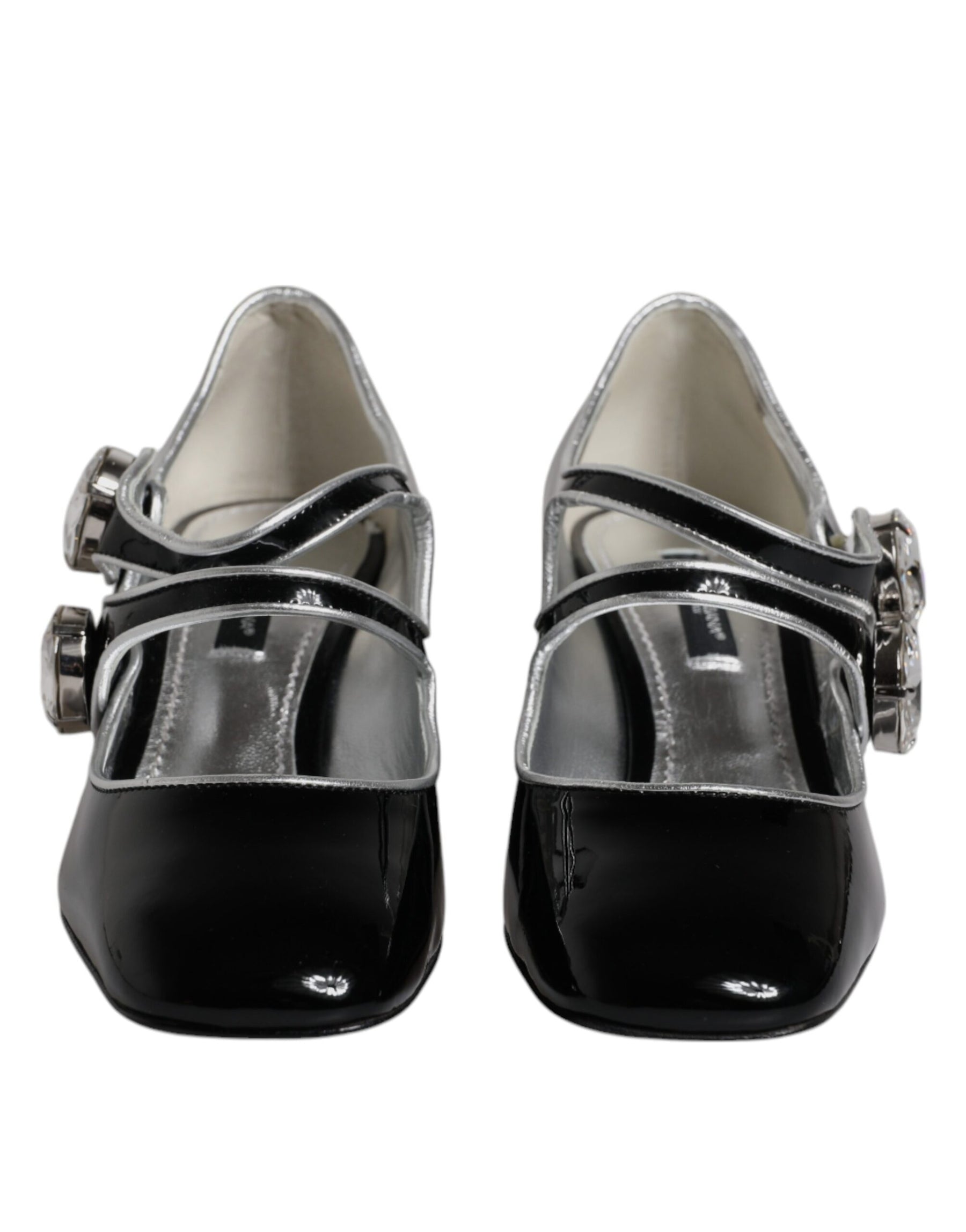 Dolce & Gabbana Black Patent Leather Crystal Mary Jane Pumps Shoes | Regal Royce