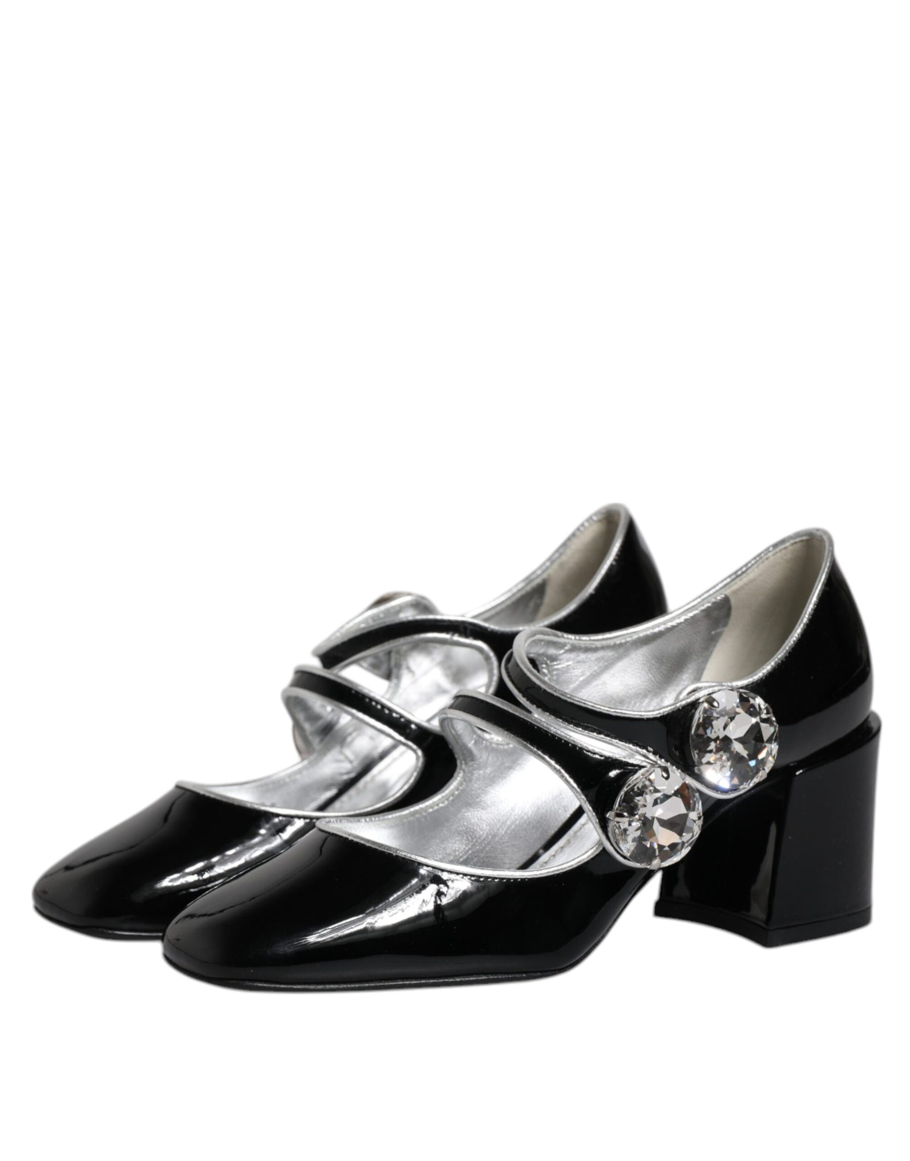 Dolce & Gabbana Black Patent Leather Crystal Mary Jane Pumps Shoes | Regal Royce