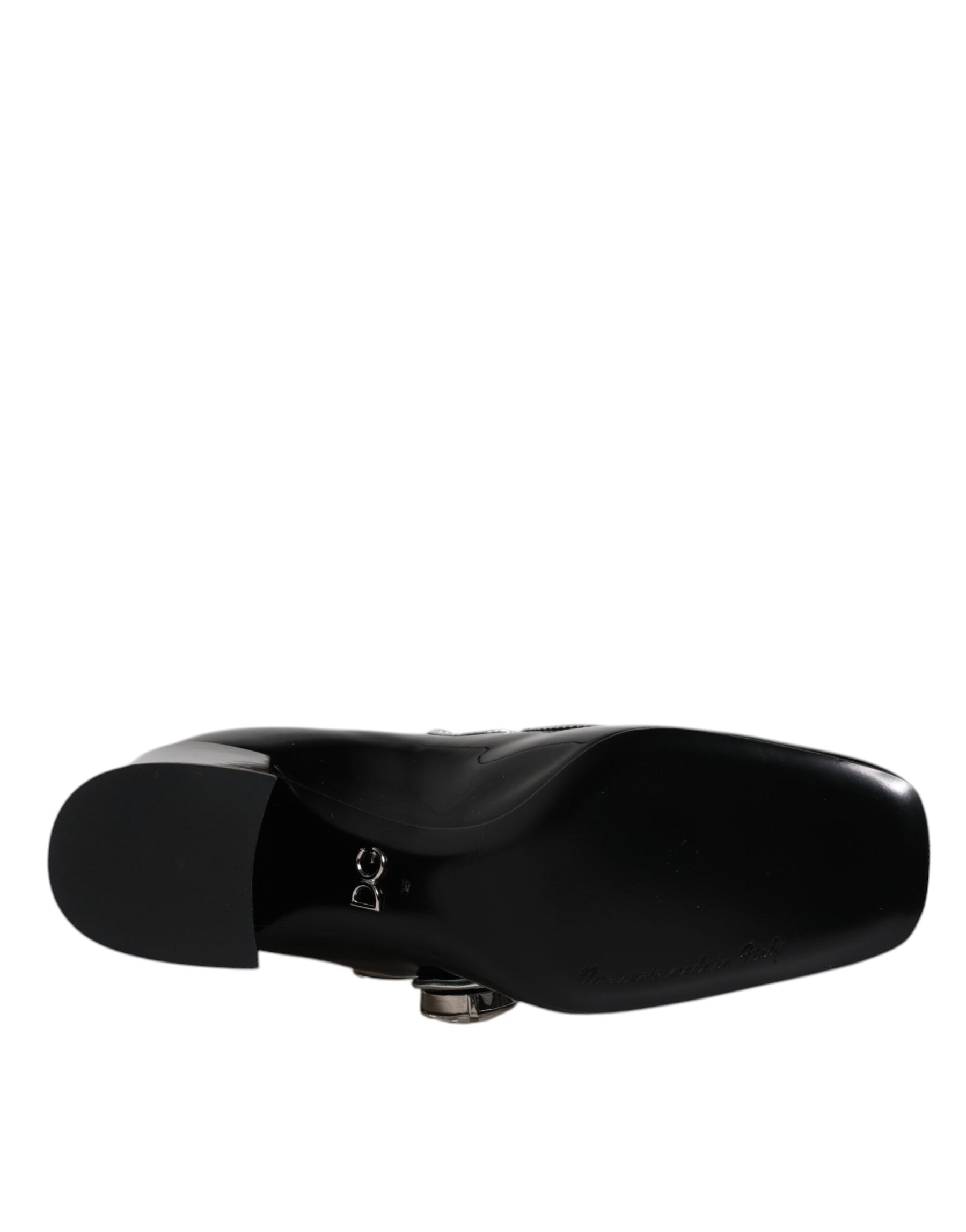 Dolce & Gabbana Black Patent Leather Crystal Mary Jane Pumps Shoes | Regal Royce