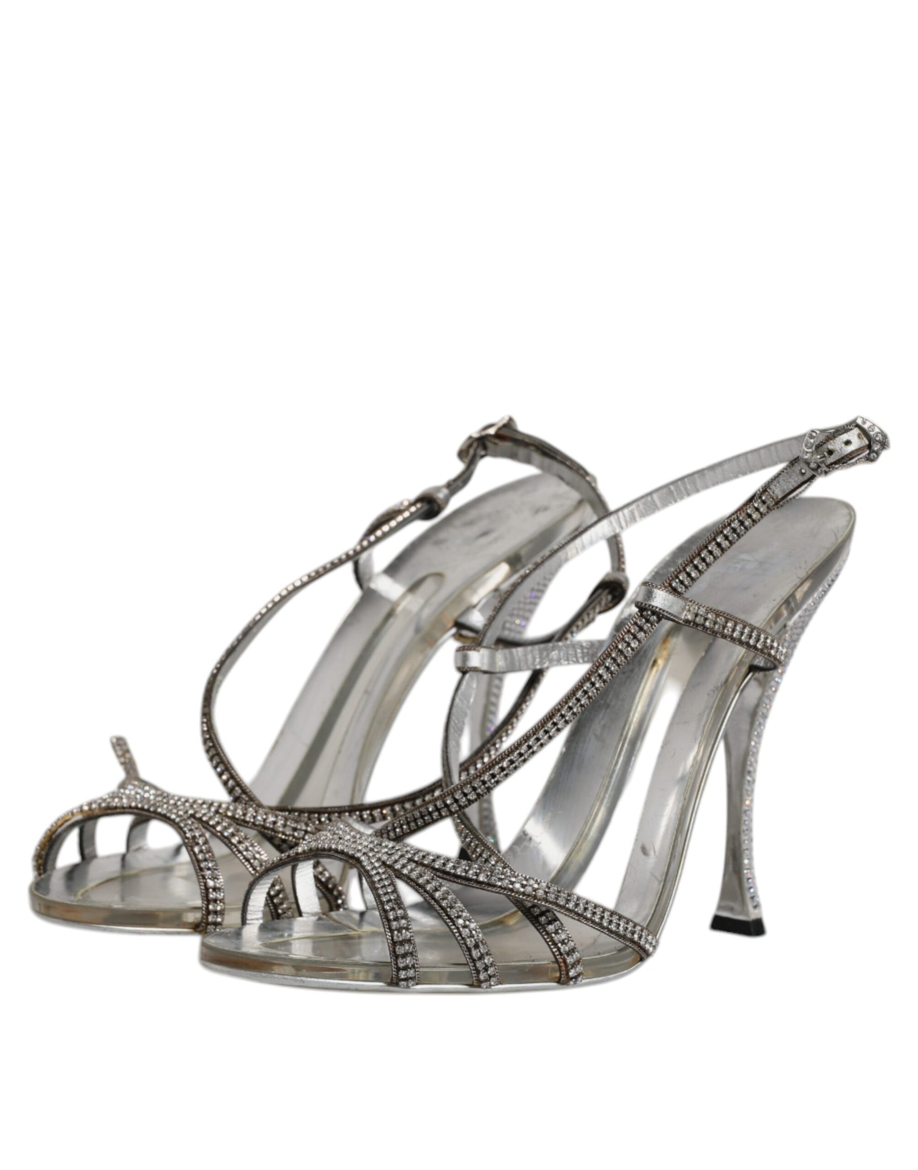 Dolce & Gabbana Silver Crystal Slingback KEIRA Sandals Shoes | Regal Royce