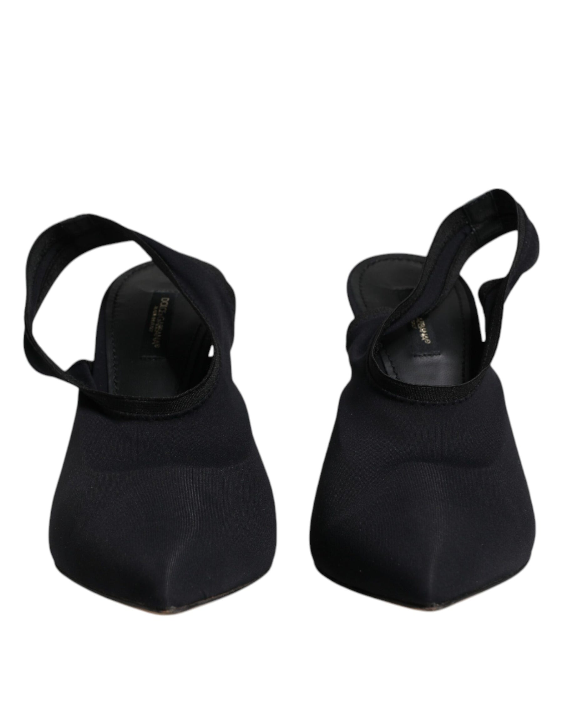 Dolce & Gabbana Black Jersey Stretch Heels Slingback Shoes | Regal Royce