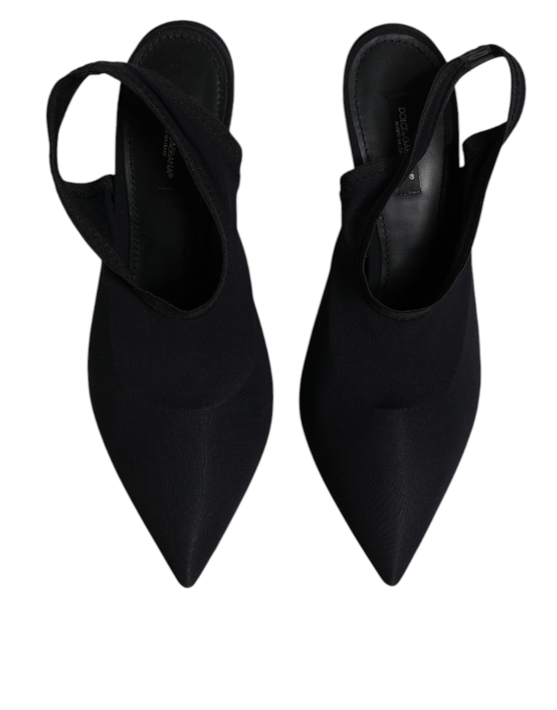 Dolce & Gabbana Black Jersey Stretch Heels Slingback Shoes | Regal Royce