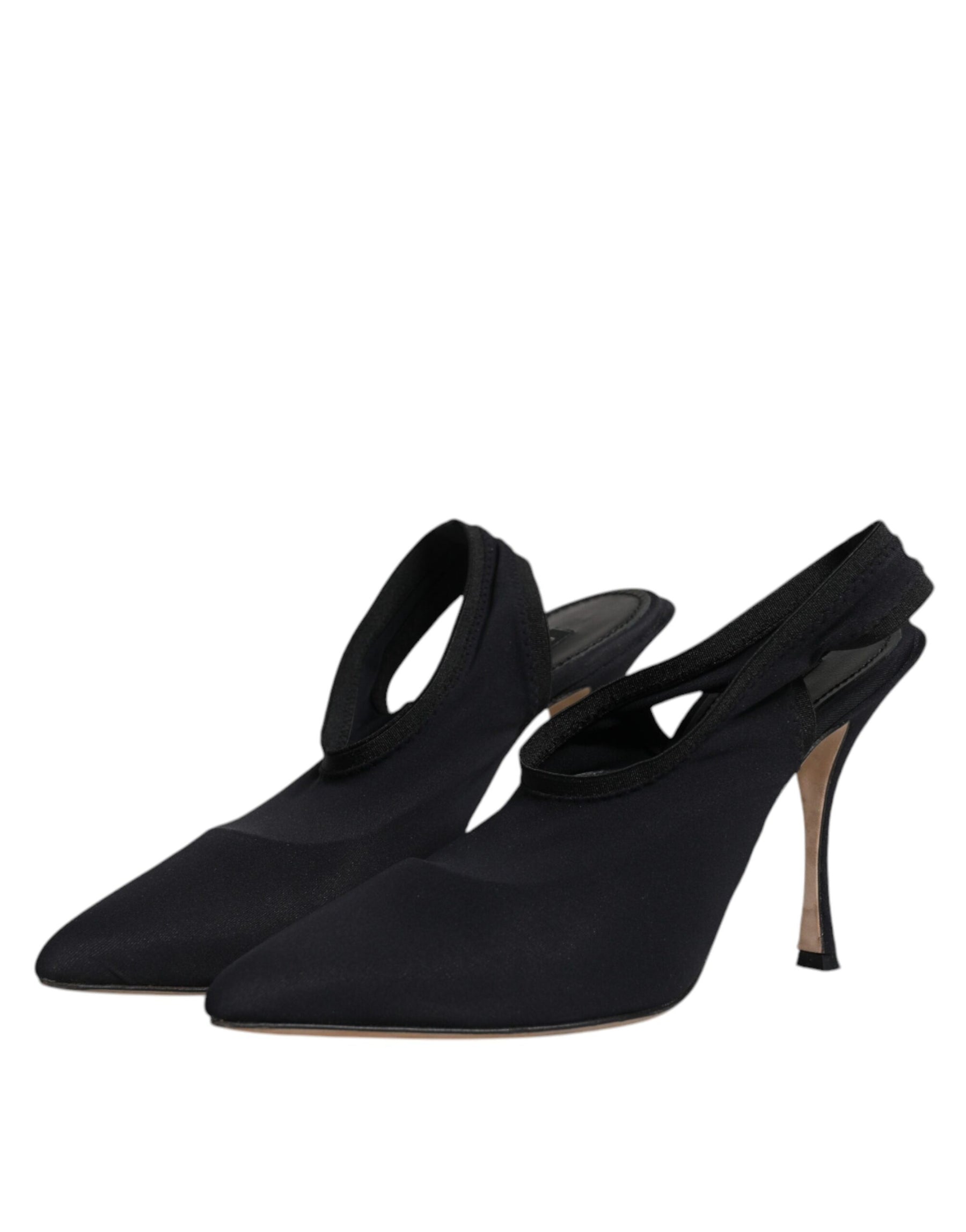 Dolce & Gabbana Black Jersey Stretch Heels Slingback Shoes | Regal Royce