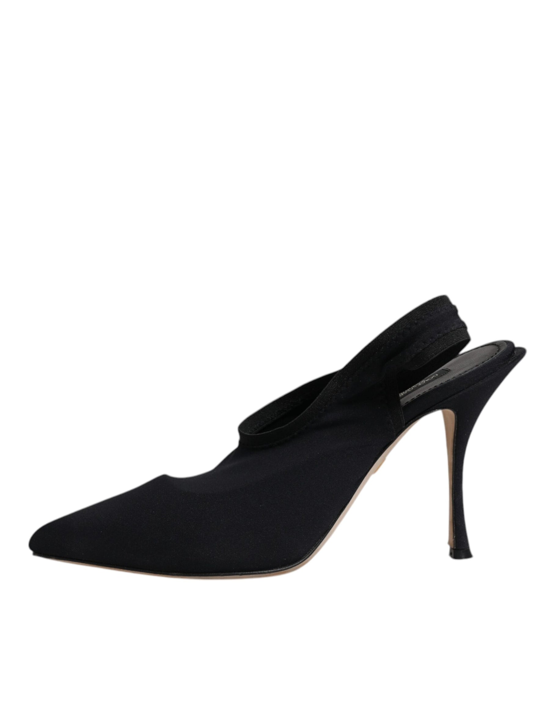 Dolce & Gabbana Black Jersey Stretch Heels Slingback Shoes | Regal Royce
