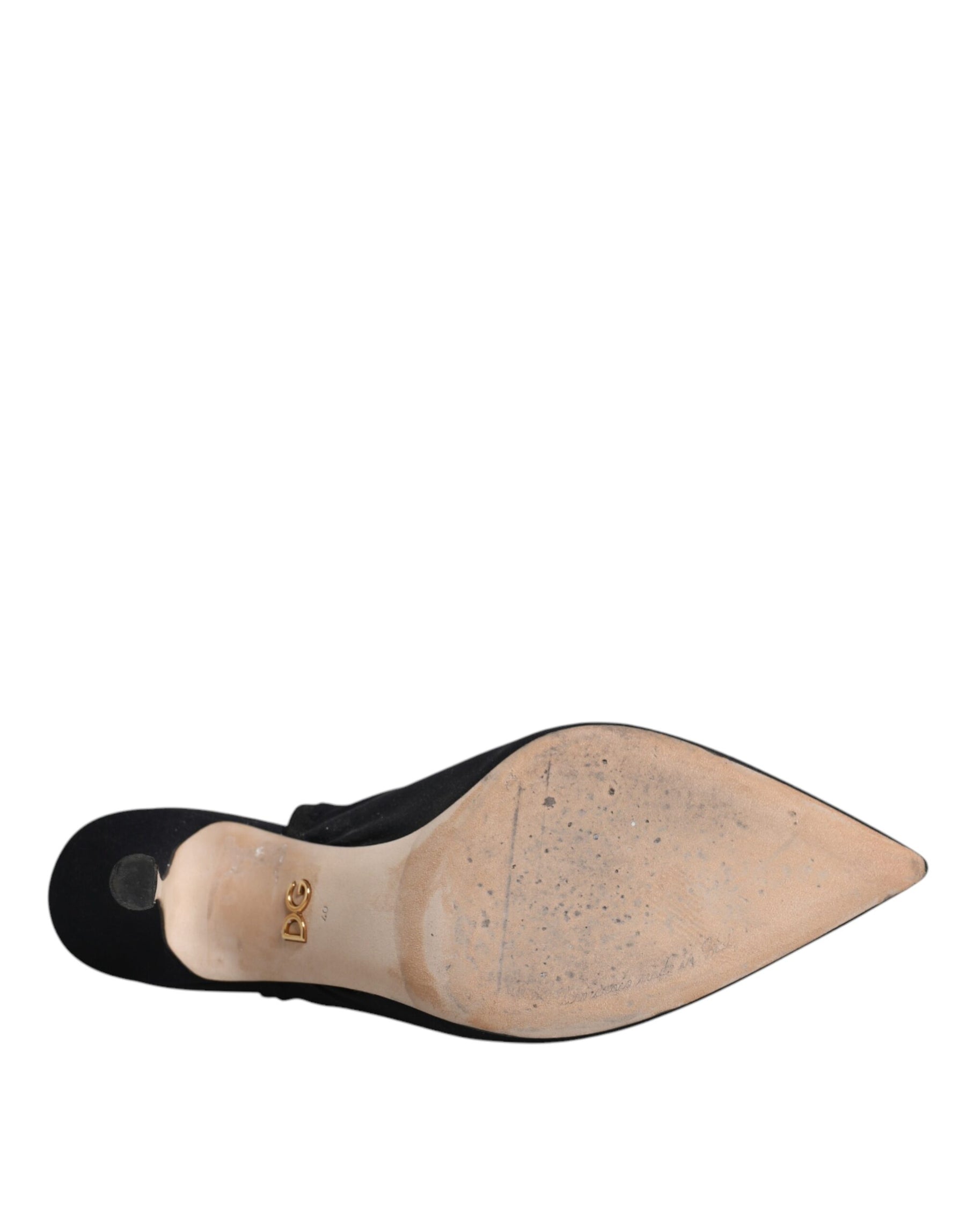 Dolce & Gabbana Black Jersey Stretch Heels Slingback Shoes | Regal Royce
