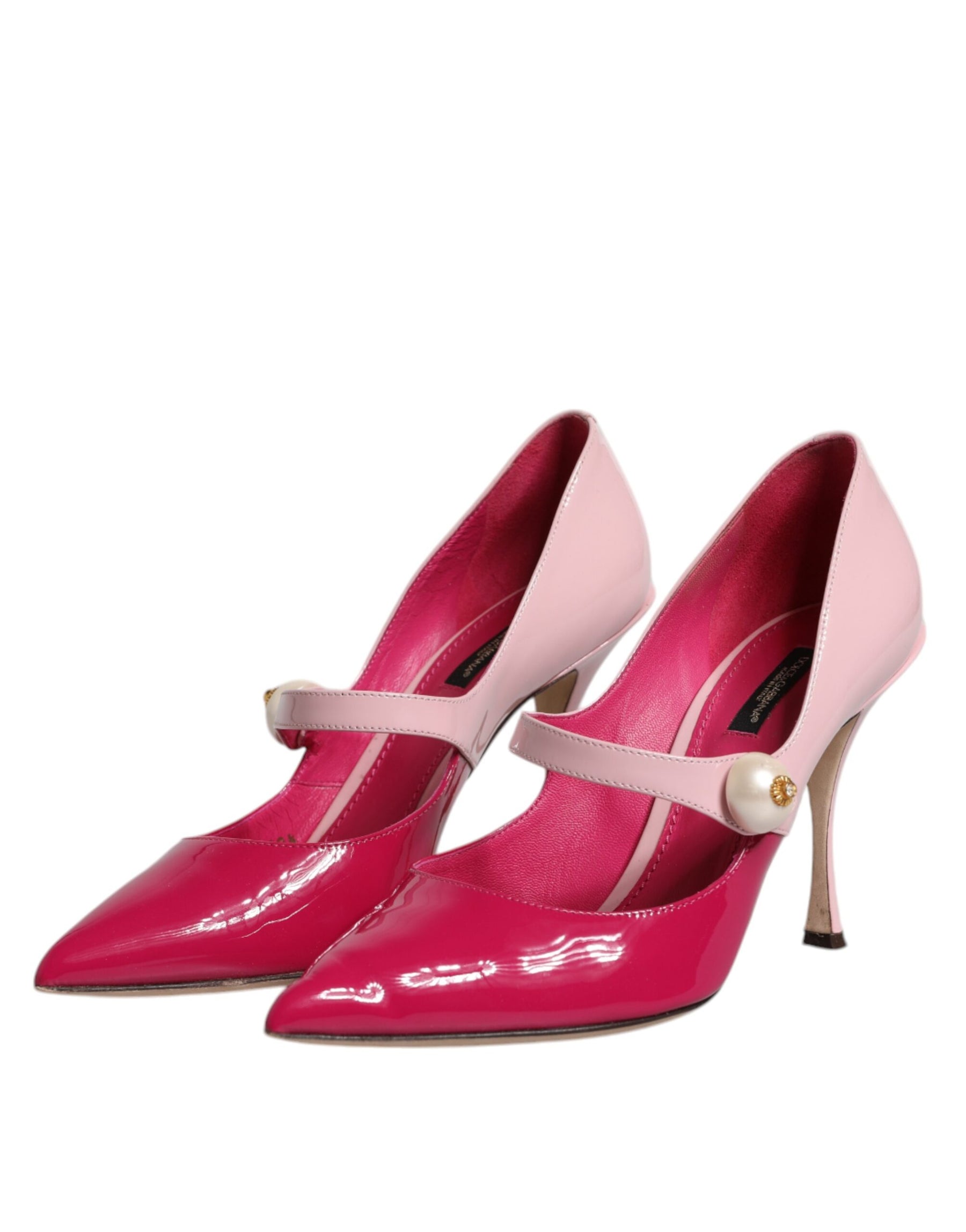 Dolce & Gabbana Two Tone Pink Leather Mary Jane Heels Pumps Shoes | Regal Royce