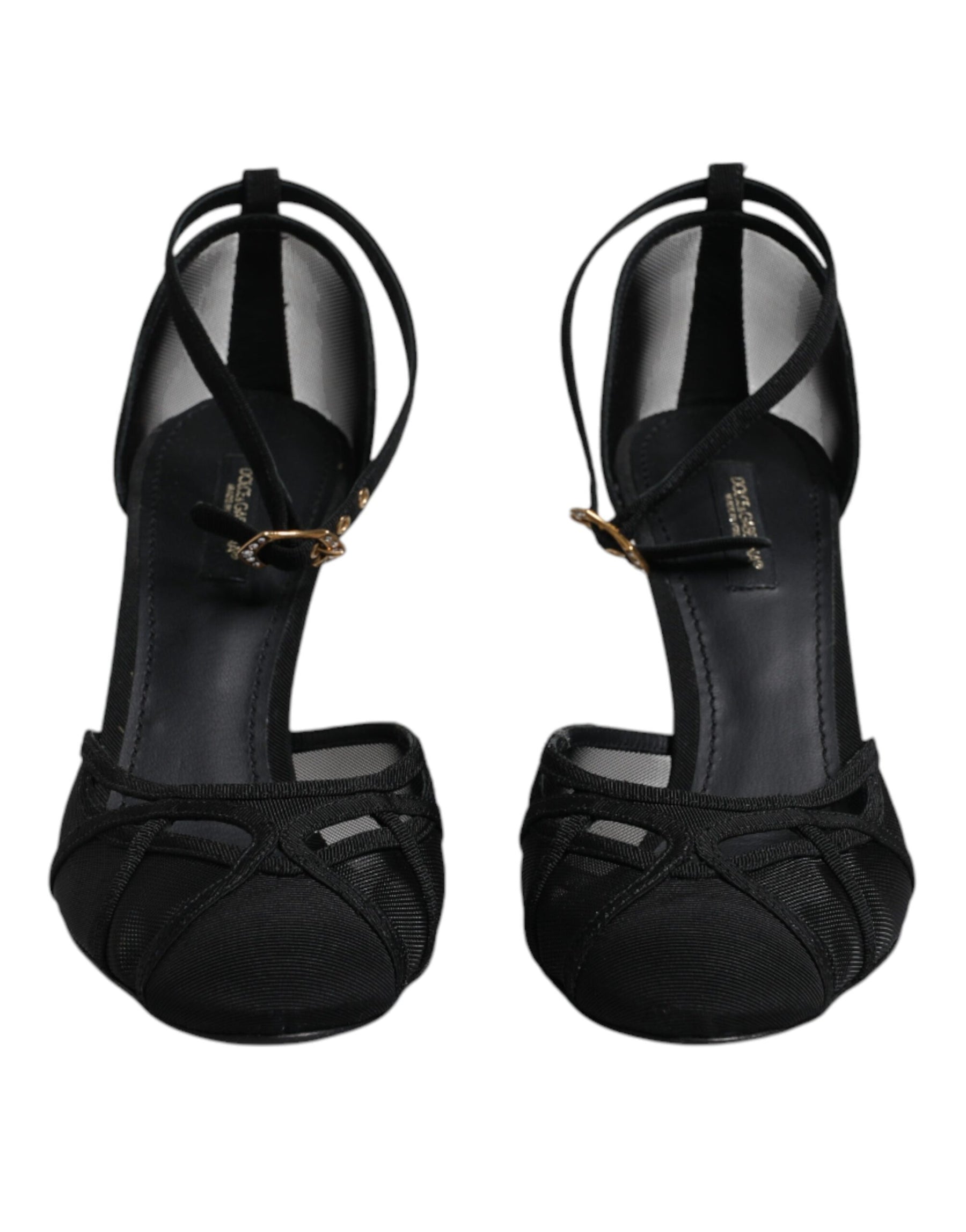 Dolce & Gabbana Black Mesh Ankle Strap Heels Pumps Shoes | Regal Royce