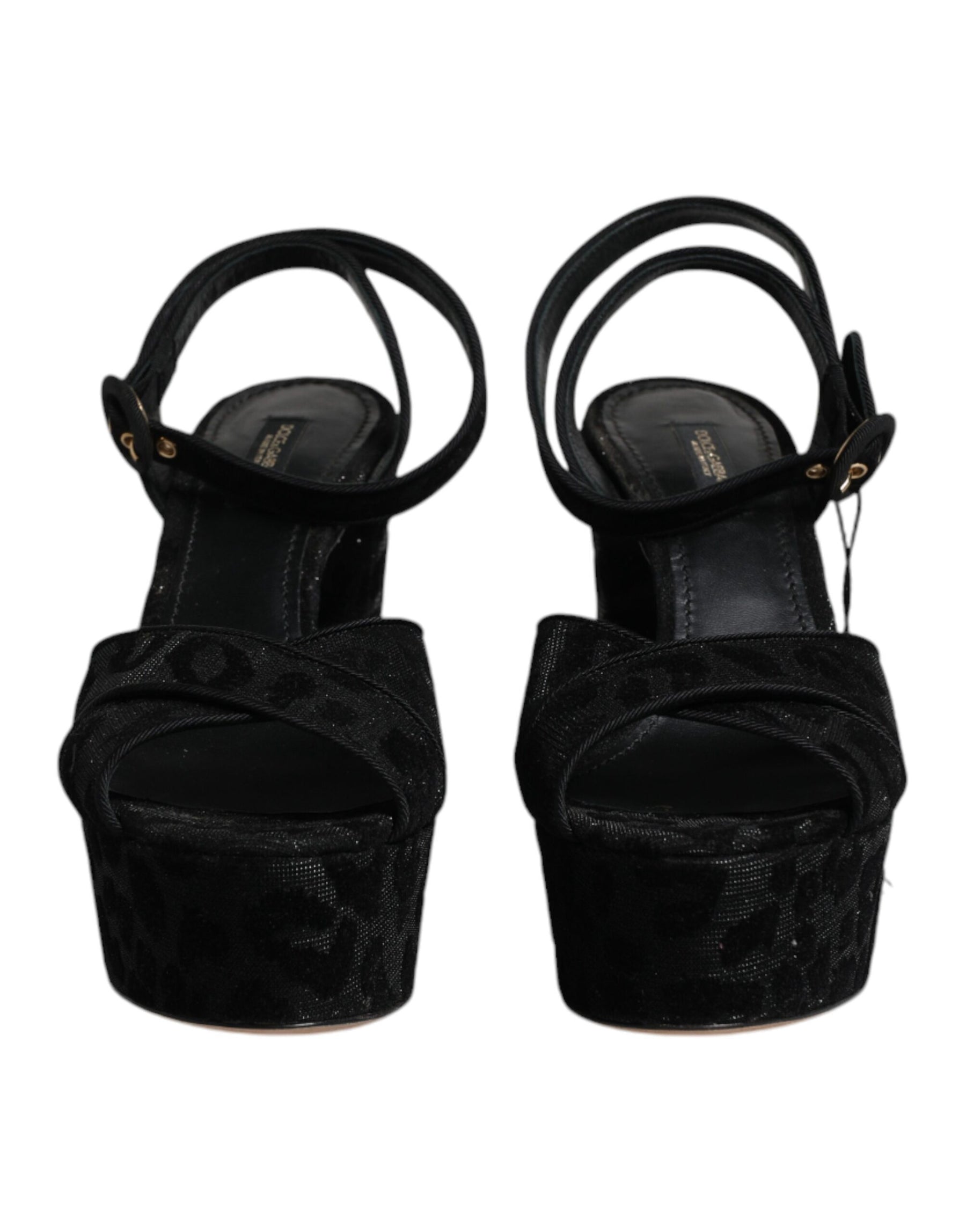 Dolce & Gabbana Black Leopard Platform Heels Sandals Shoes | Regal Royce