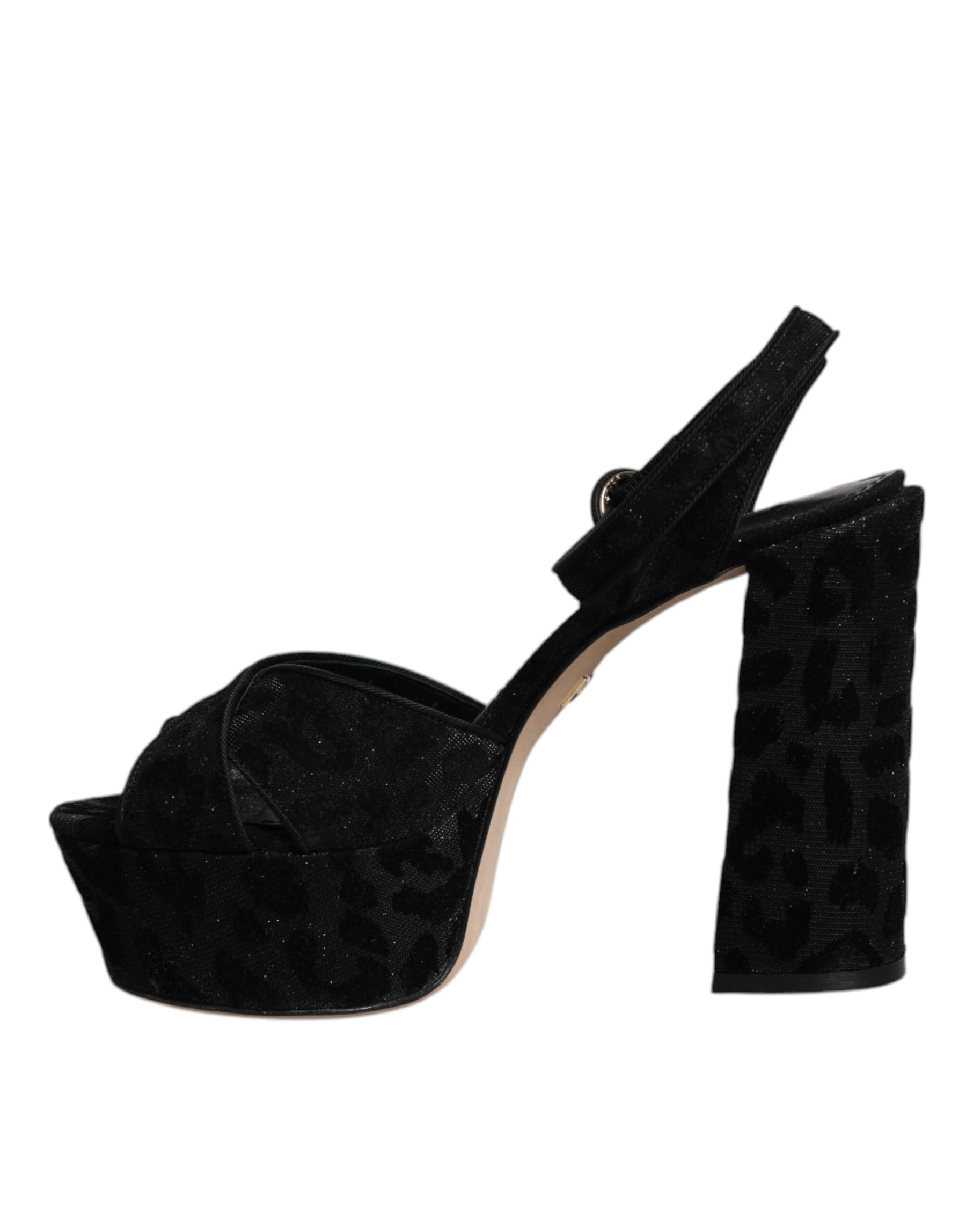 Dolce & Gabbana Black Leopard Platform Heels Sandals Shoes | Regal Royce