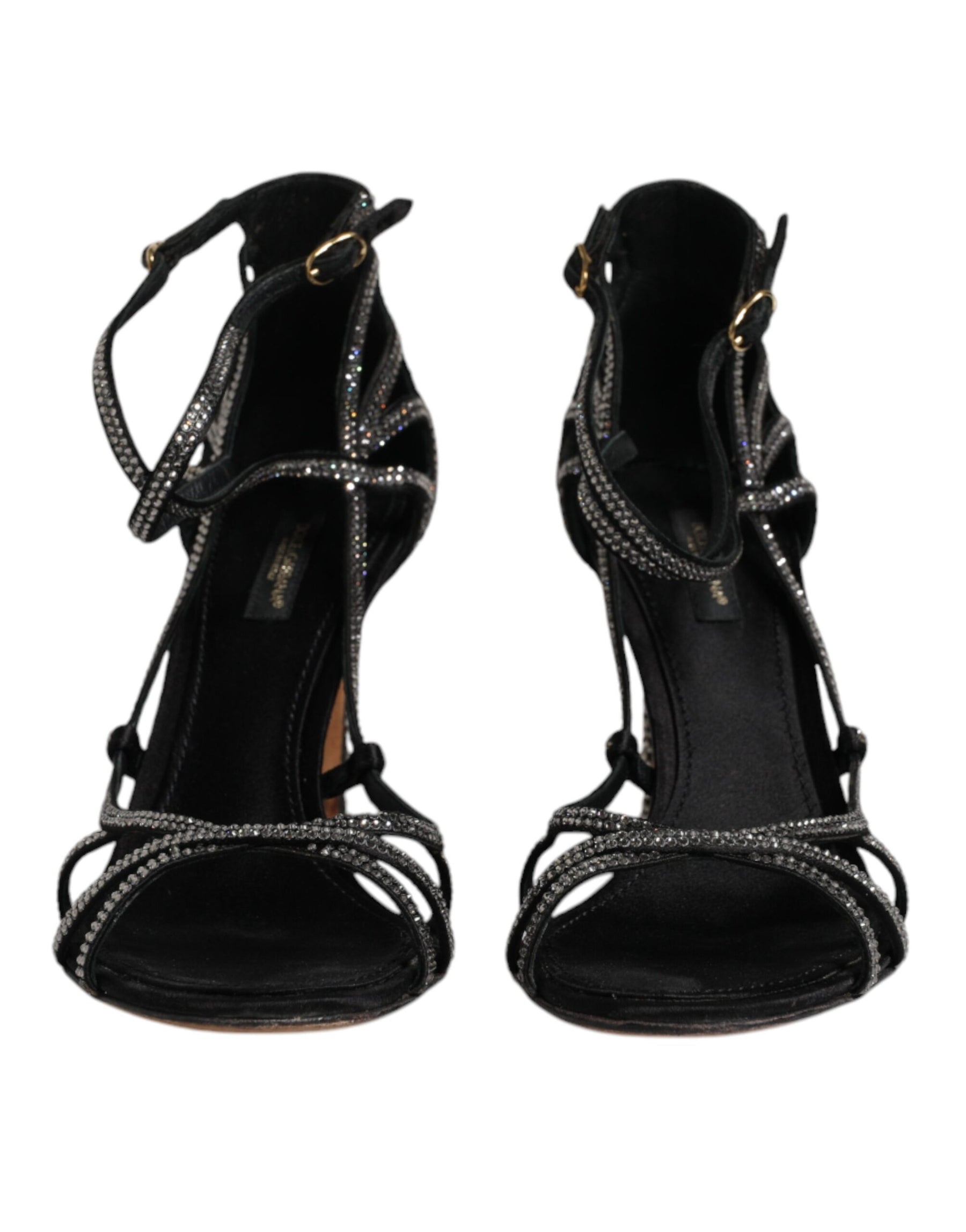 Dolce & Gabbana Black Strass Ankle Strap Heels Sandals Shoes | Regal Royce