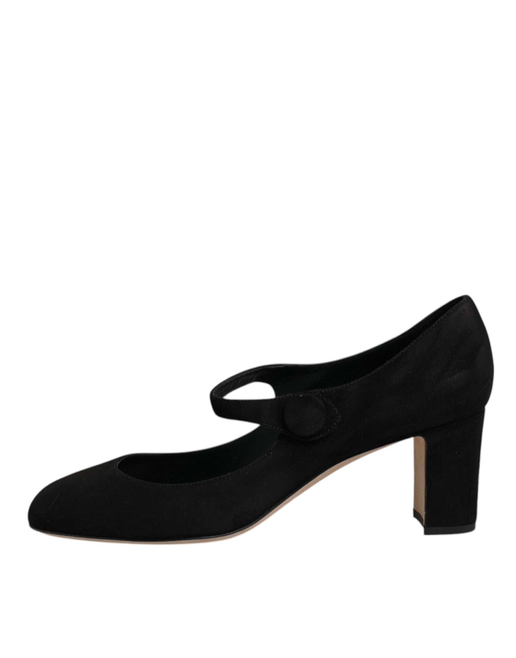 Dolce & Gabbana Black Suede Leather Block Heels Pumps Shoes | Regal Royce