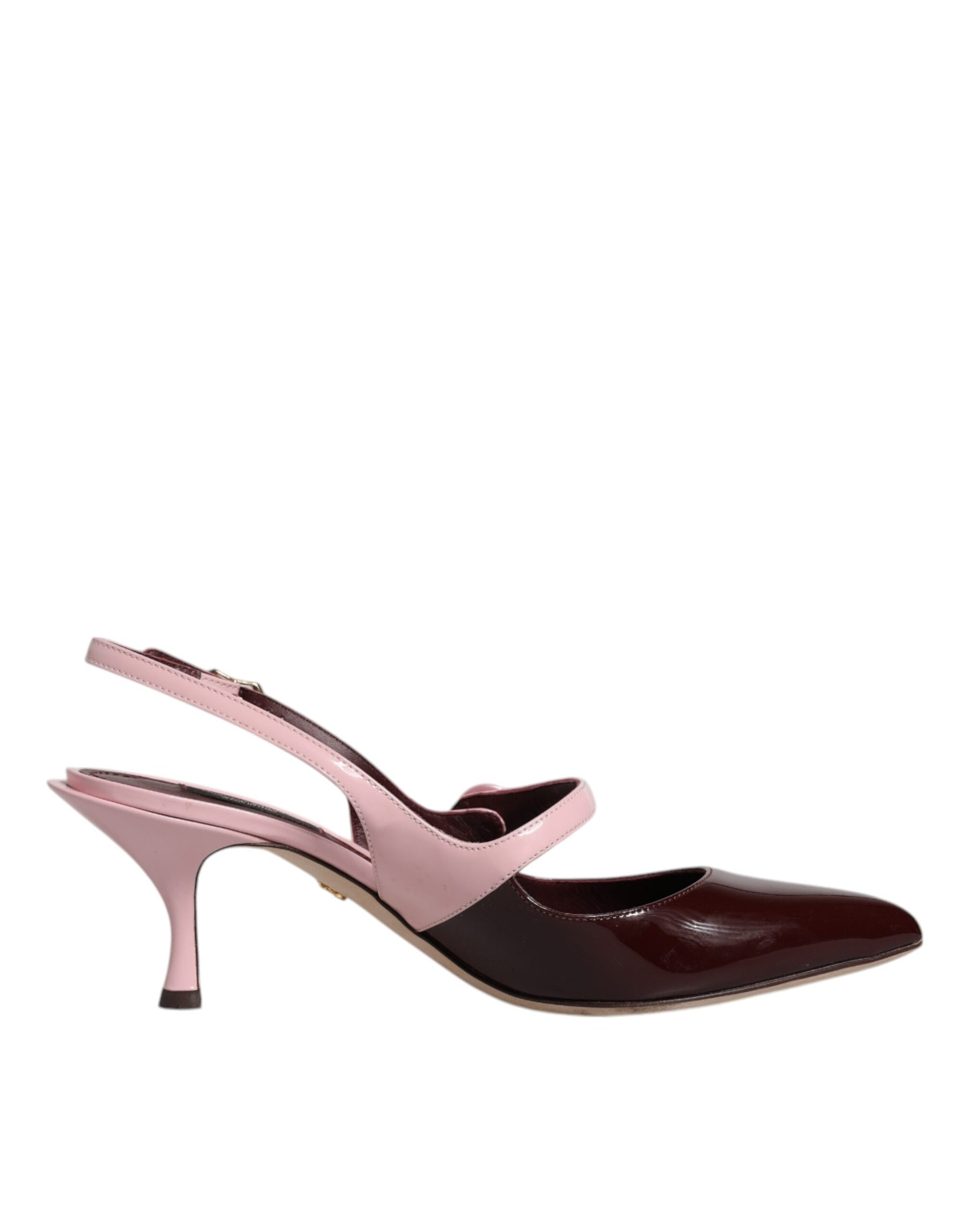 Dolce & Gabbana Pink Maroon Leather Kitten Heels Slingbacks Shoes | Regal Royce
