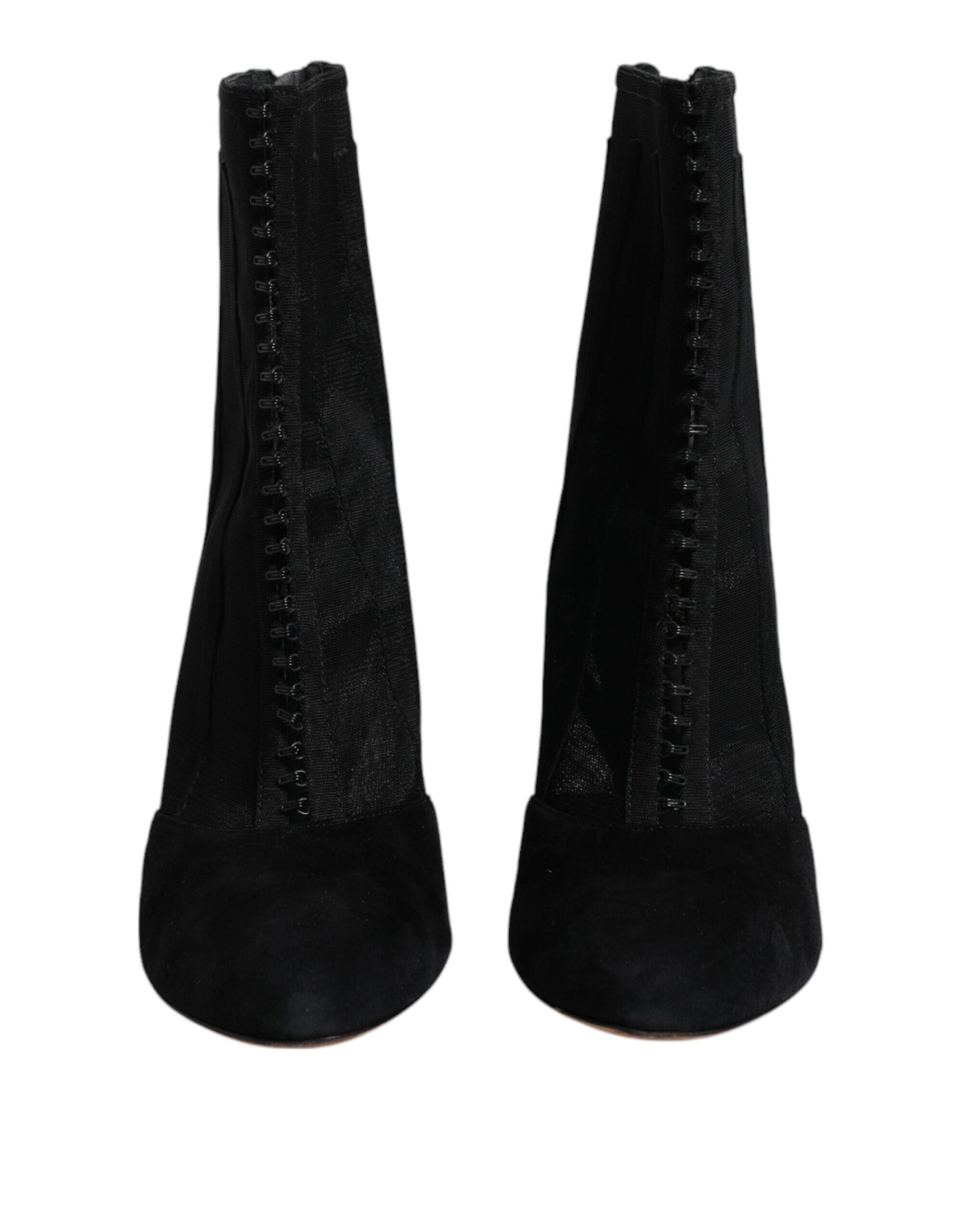 Dolce & Gabbana Black Mesh Stiletto Heels Ankle Boots Shoes | Regal Royce